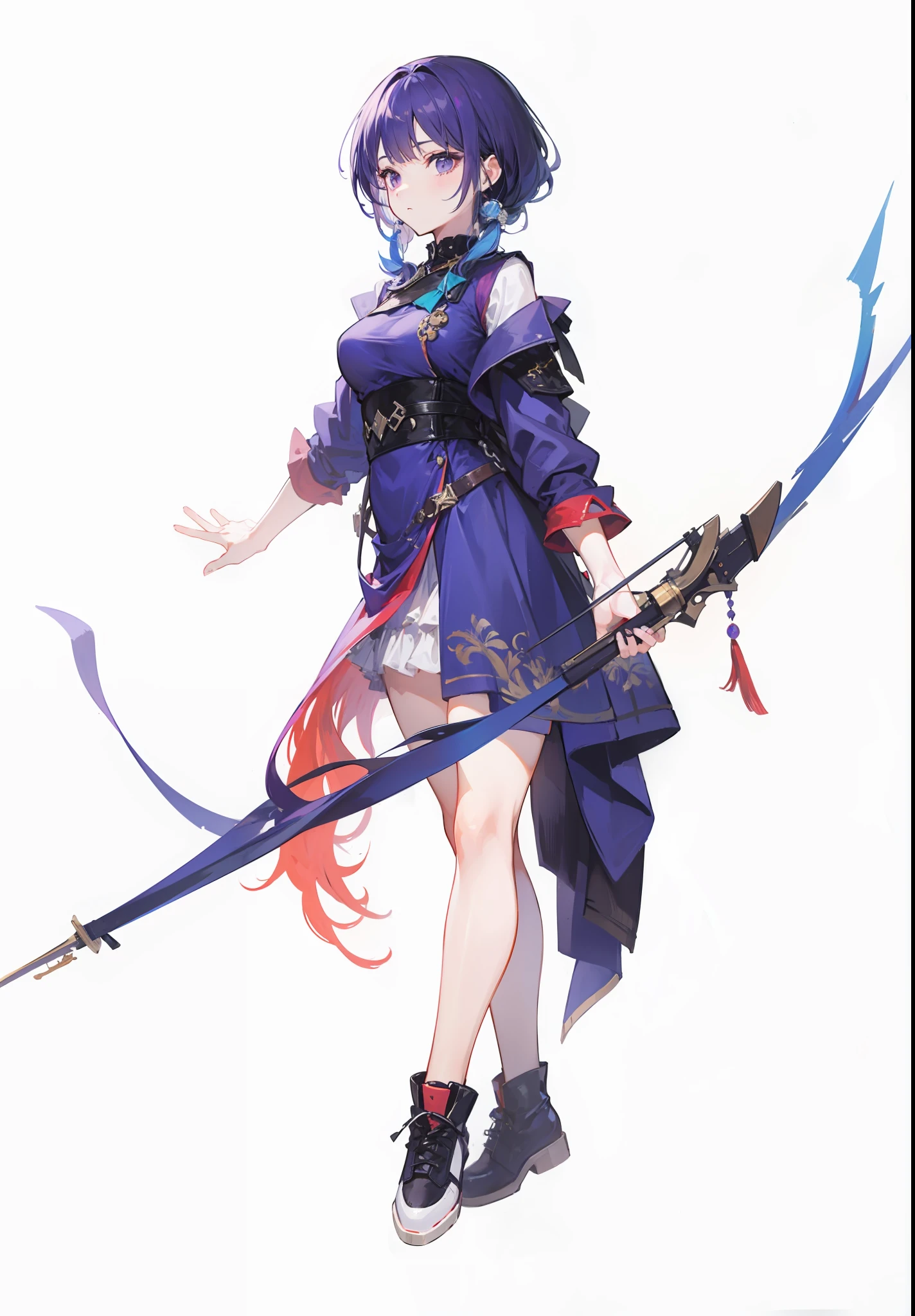 Purple-haired girl with longbow