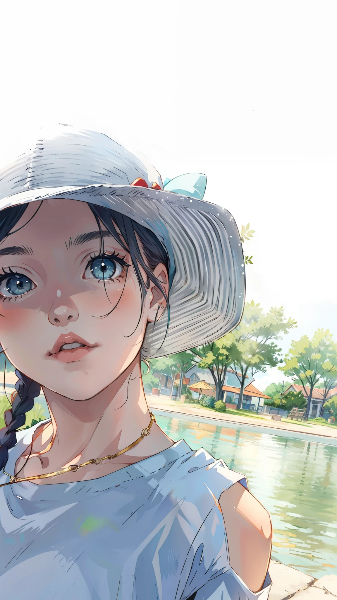 teens girl，wearing hat