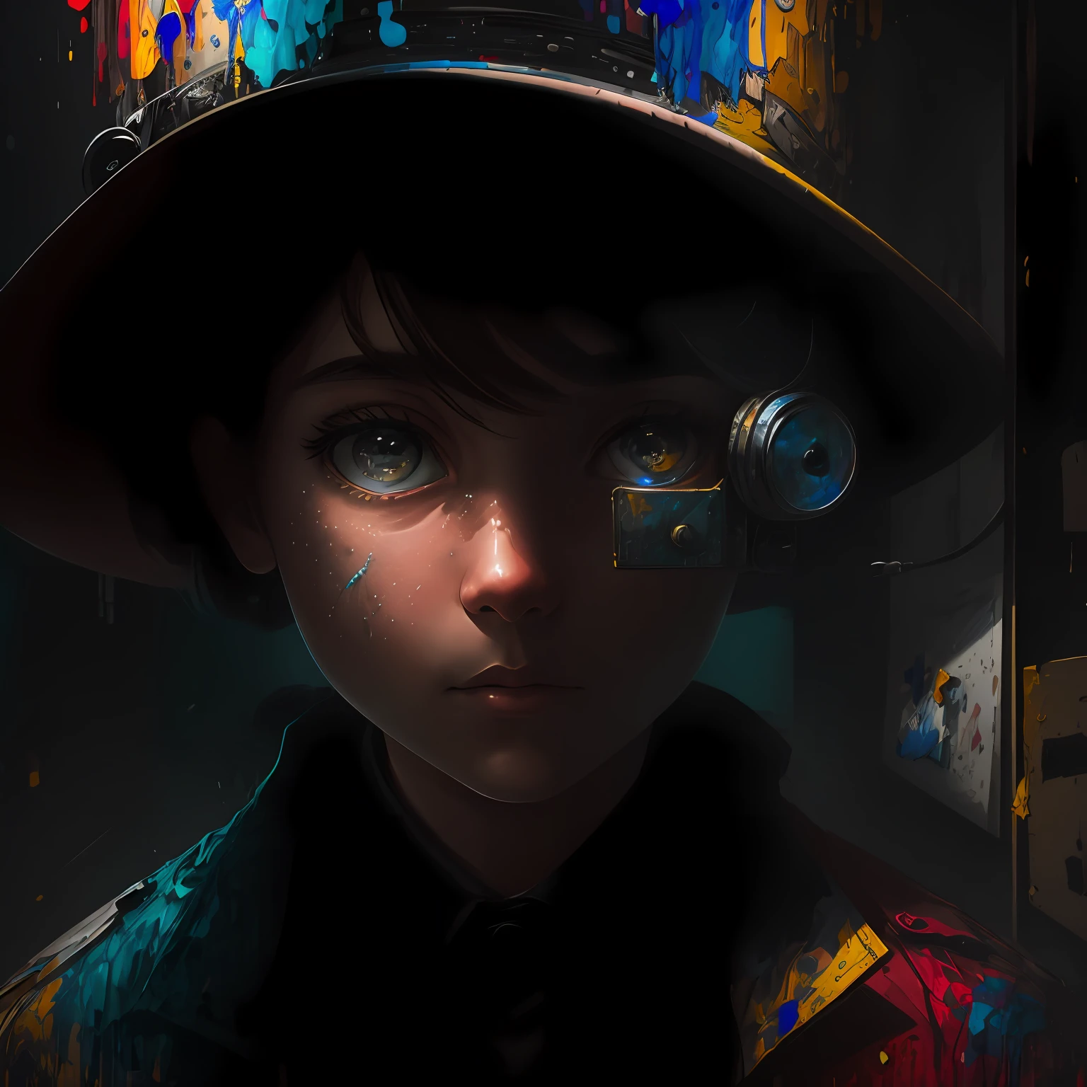 Give me a painting that depicts someone investigating the unknown --auto