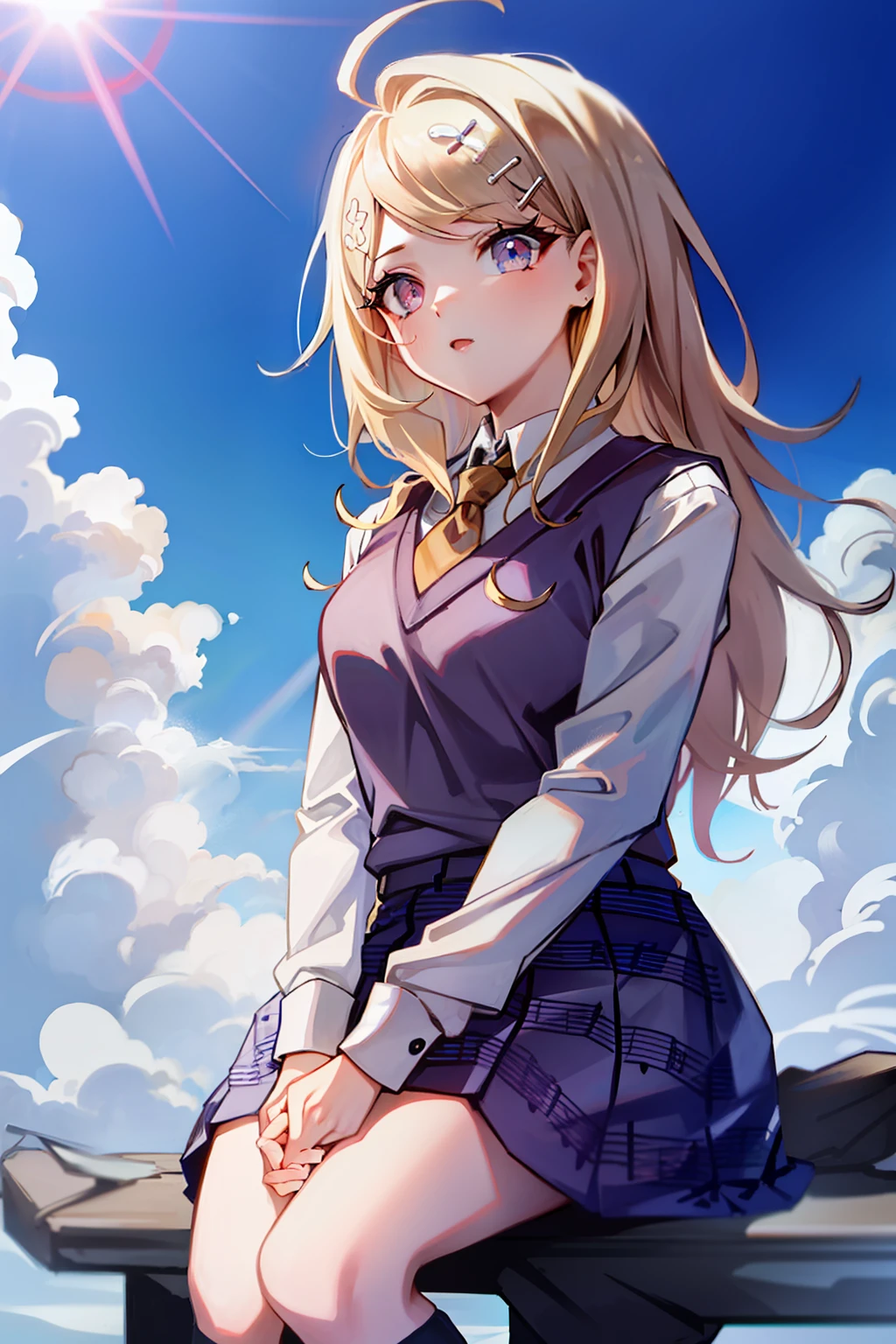 schoolgirls,whaite hair,The upper part of the body,head looking up