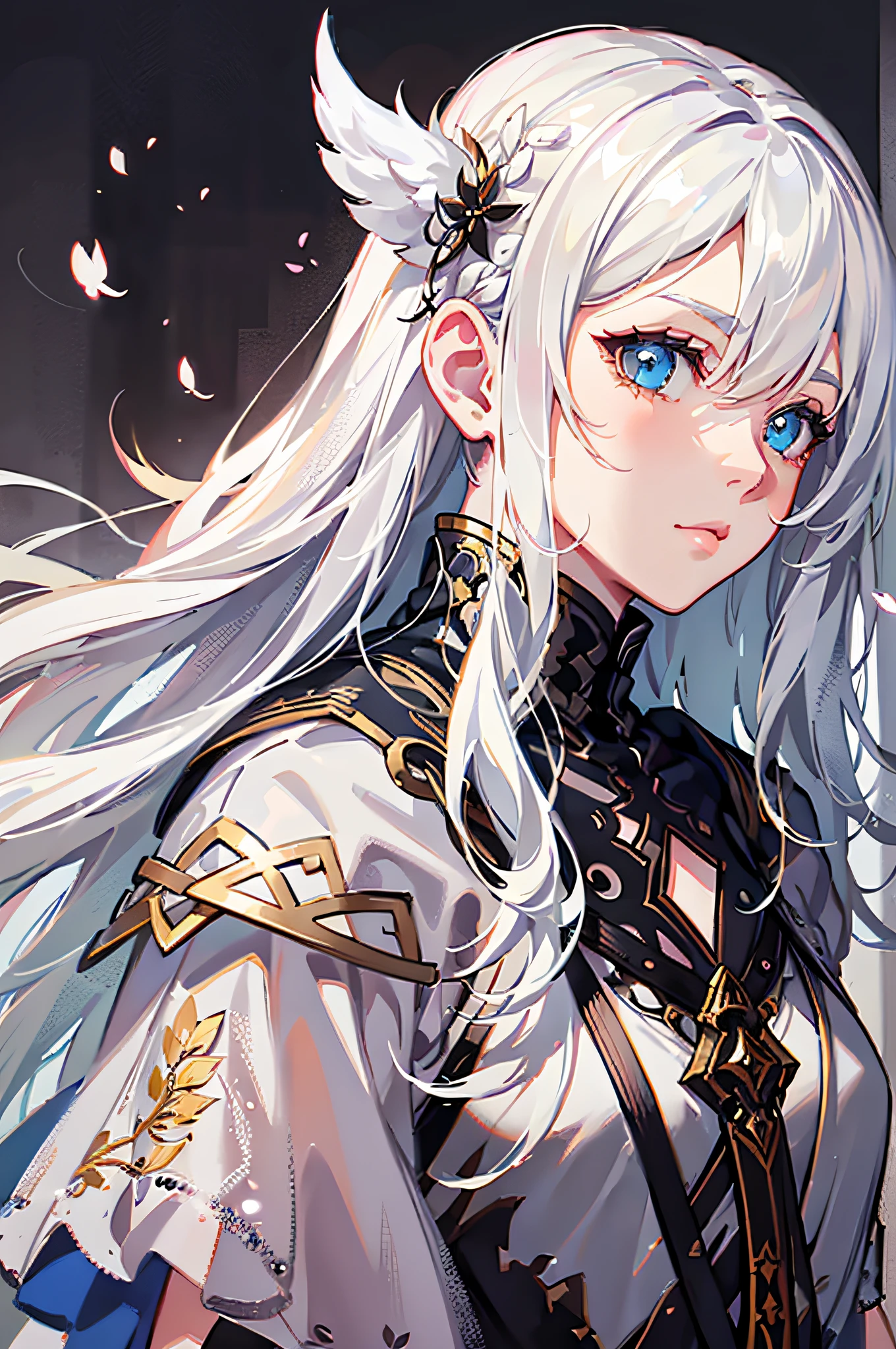 a close up of a person with white hair and a sword, white haired deity, with white long hair, with long white hair, artwork in the style of guweiz, white haired, guweiz, handsome guy in demon slayer art, beautiful character painting, by Yang J, white-haired, guweiz on pixiv artstation, anime character