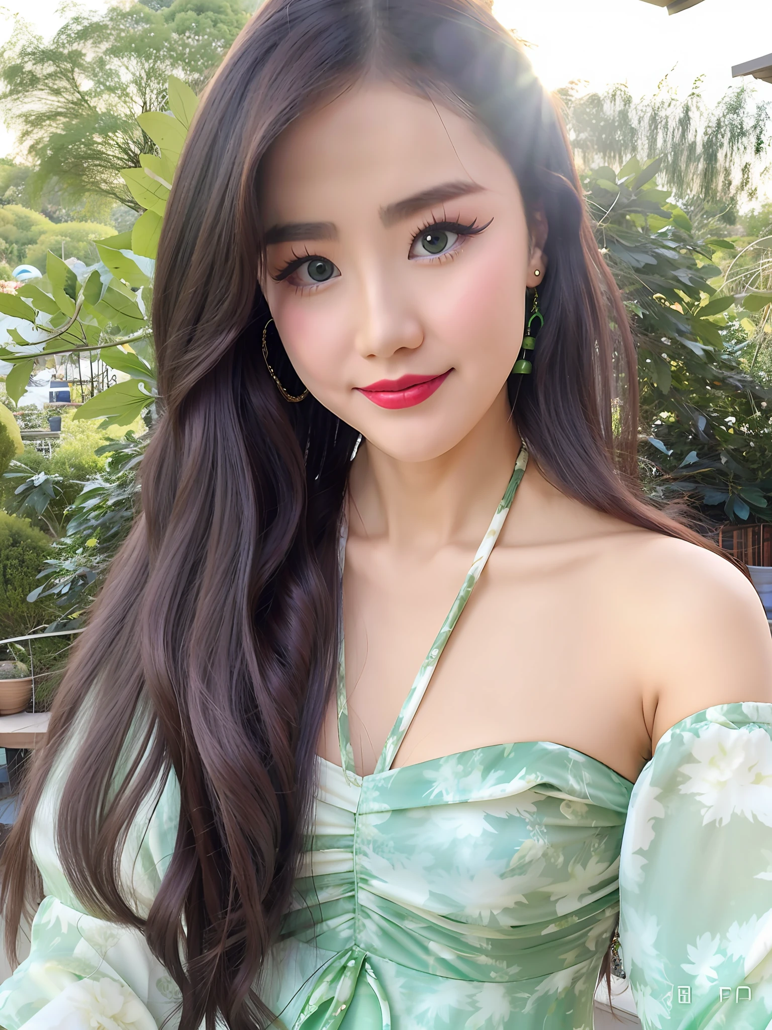 Long-haired Alawi woman wearing green dress and earrings, xintong chen, dilraba dilmurat, Chinese girl, 2 8 years old, wenfei ye, 2 7 years old, 2 2 years old, xision wu, 2 3 years old, Beautiful Asian girl, 2 9 years old, 21 years old, Li Zixin