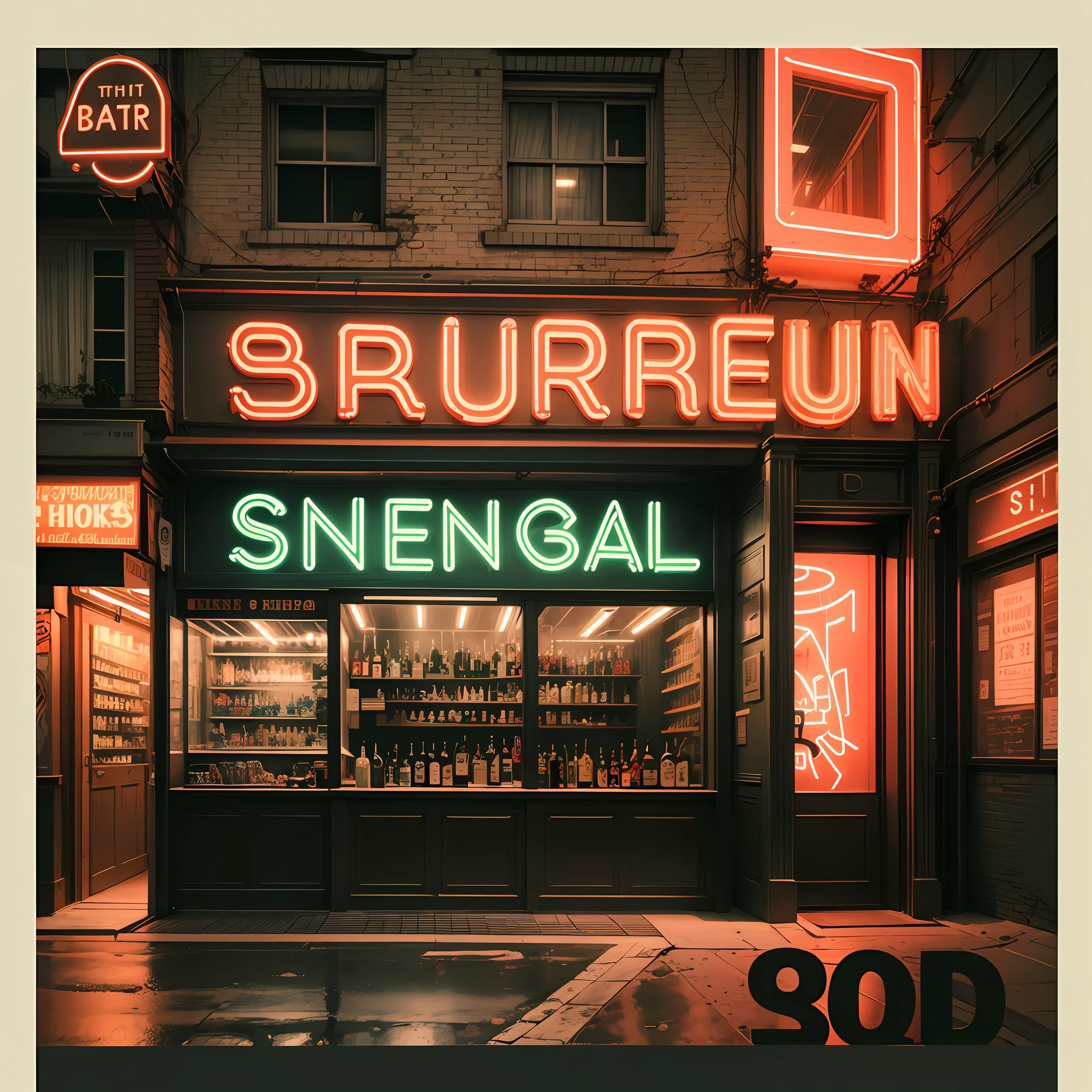 bar minimal neon street advertising, realistic, 32 k, --auto --s2
