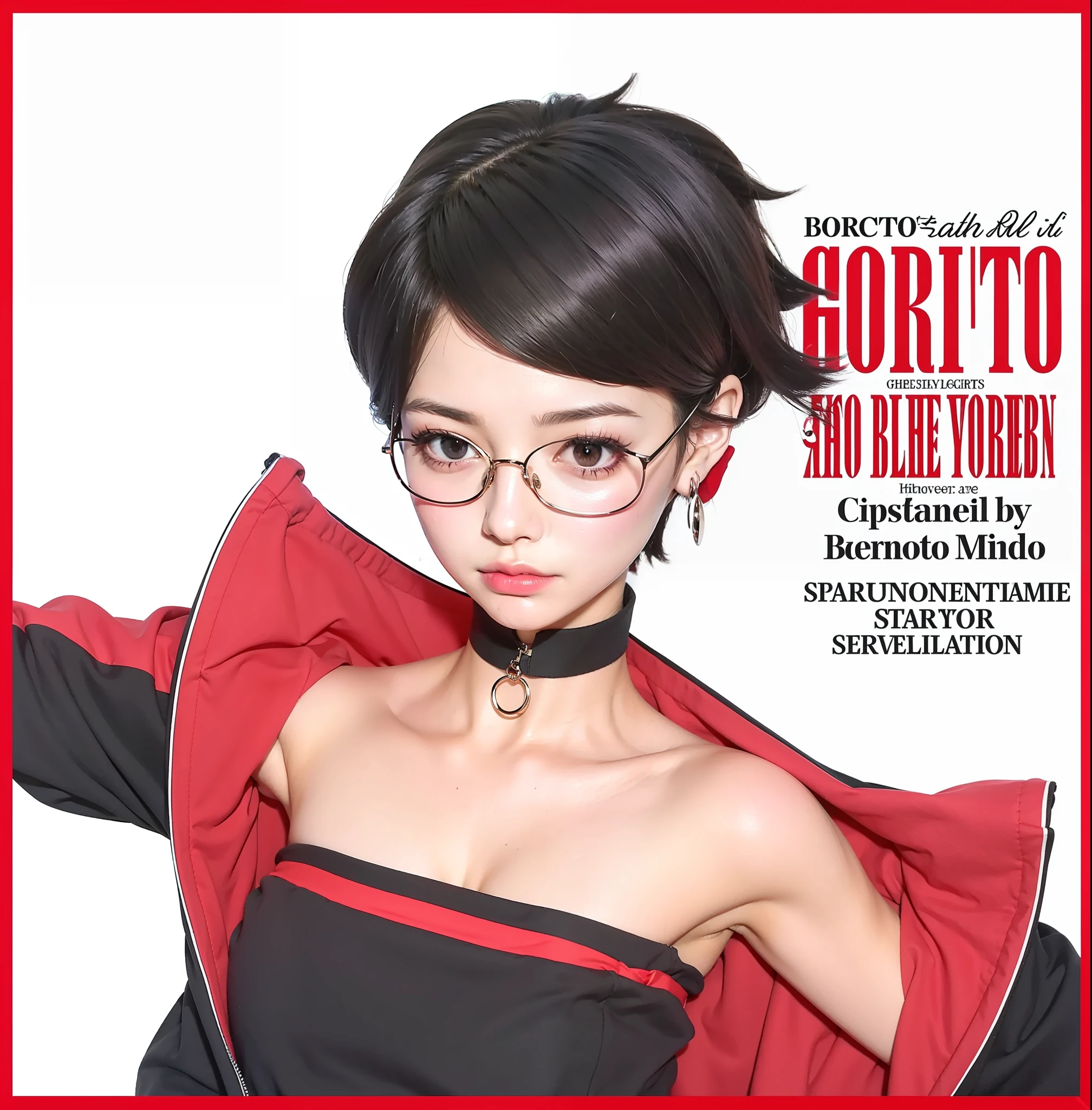 Girl, Uchiha logo earrings, Best quality, masterpiece, photorealistic