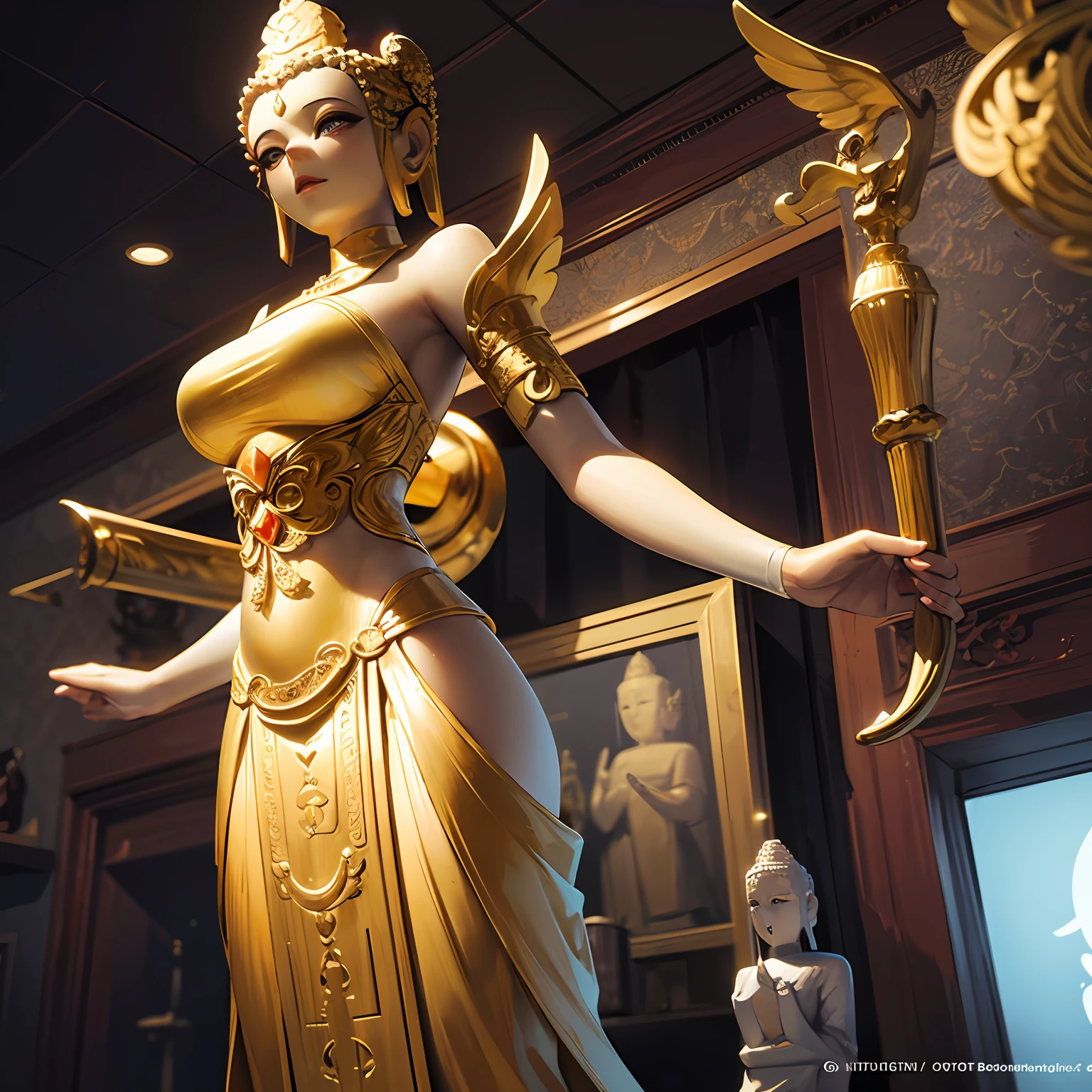 there is a statue of a golden Snake on top of a building, a Buddhist Buddha, taken with sony alpha 9, taken with a Sony A7R camera, a statue, Photo taken with Sony A7R, Buddha, Photo taken with Sony a7R camera, taken with sigma 2 0 mm f 1. 4, Beautiful image, thai temple, statue, dark milky way at the background, stunn, surrealism, Cinematic lighting, god light, back lit lighting, Textured skin, Super detail