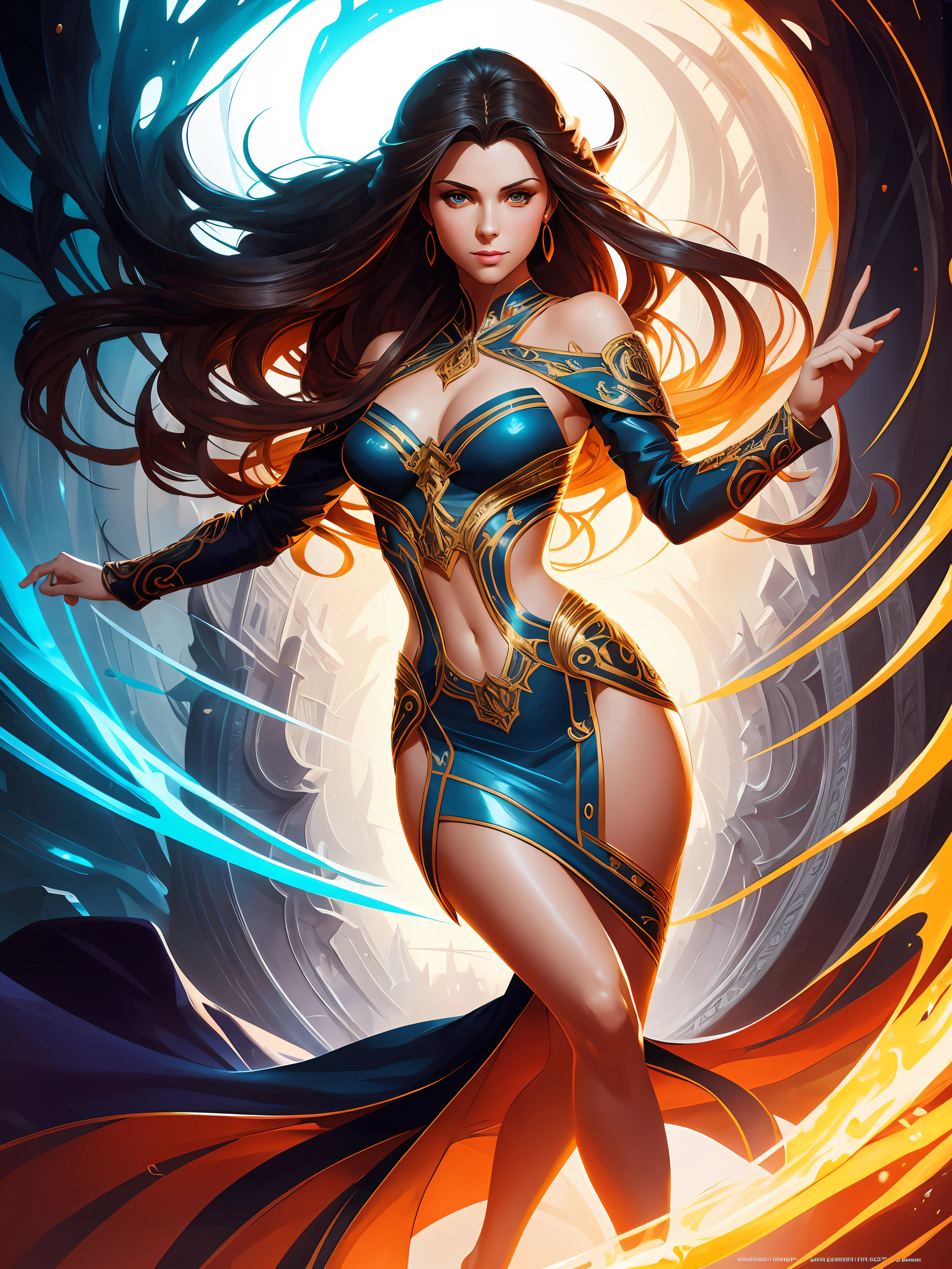 Realistic, full-body portrait of a young woman, 20 years old. realistic beautiful eyes; great face, Caucasian, beautiful look, miniskirt, Michael Garmash, Daniel F Gerhartz, Comic style, warm dreamy light, white background, volumetric lighting, pulp adventure style , liquid acrylic, dynamic gradients, vivid colors, illustrations, highly detailed vector curves, simple, smooth and clean, vector art, smooth, Johan Grenier, character design, create 3D silhouettes, cinematic, ornate patterns, elegant organic frames, surrealism, posters, masterpiece collections, lush vivid colors, twilight, wet gouache