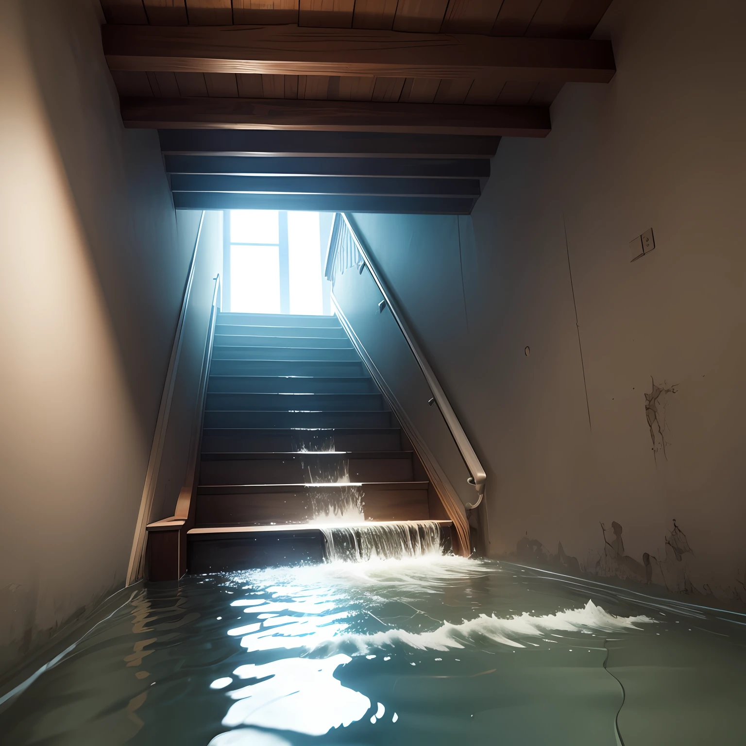 Water enters the basement stairs --auto