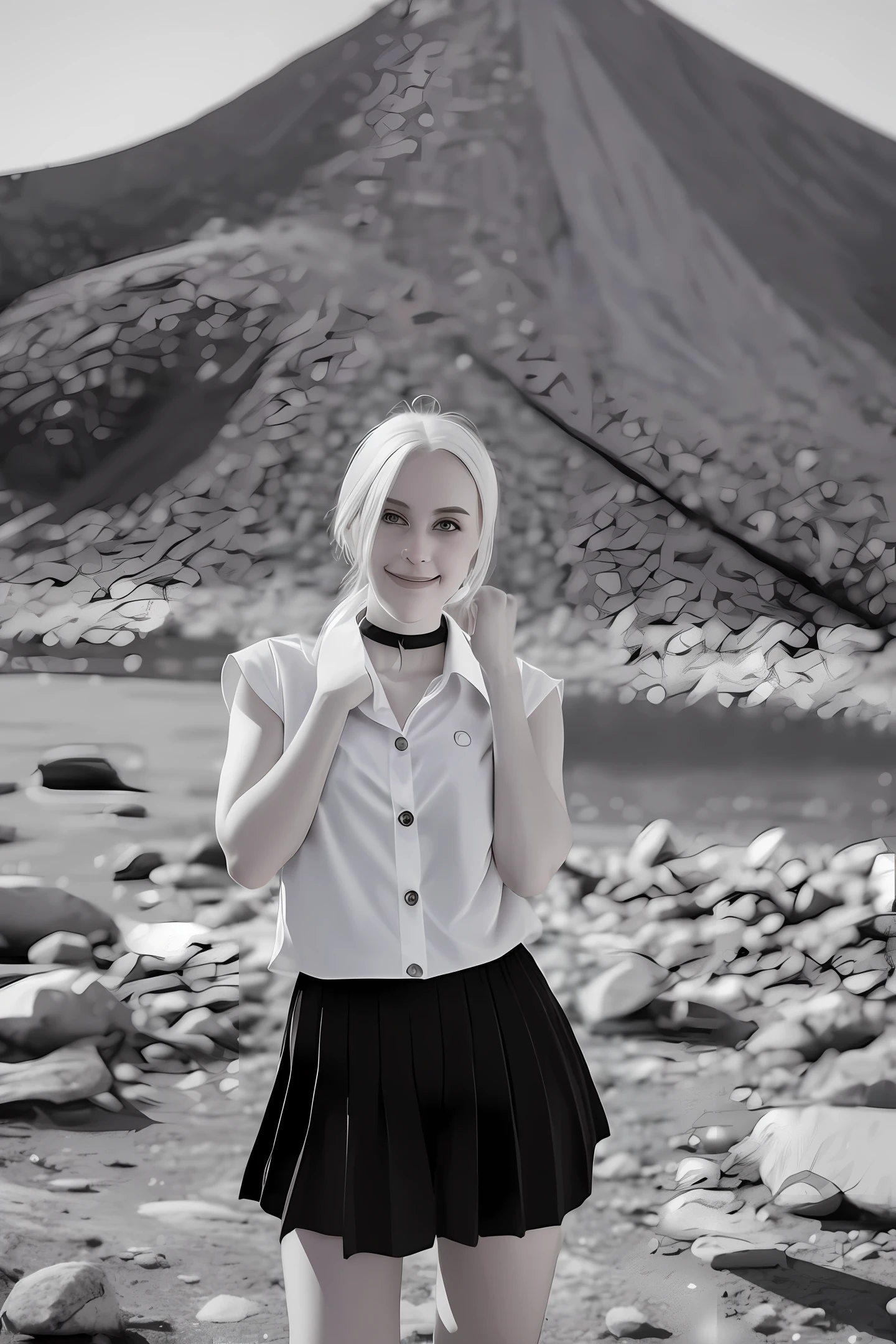 best quality, ultra high res, 1girl, sleeveless white button shirt, black skirt, black choker, cute, (Kpop idol), (aegyo sal:1), (platinum blonde hair:1), ((puffy eyes)), looking at viewer, full body, facing front
Negative prompt: sketches, (worst quality, low quality:2), FastNegativeV2
Steps: 28, Size: 512x768, Seed: 1315543663, Model: AnyLoRA_bakedVae_fp16_blessedVae, Version: v1.3.2, Sampler: DPM++ SDE Karras, CFG scale: 8, Clip skip: 2, Model hash: ef49fbb25f, Hires steps: 20, Hires upscale: 2.15, Hires upscaler: 8x_NMKD-Superscale_150000_G, Denoising strength: 0.45