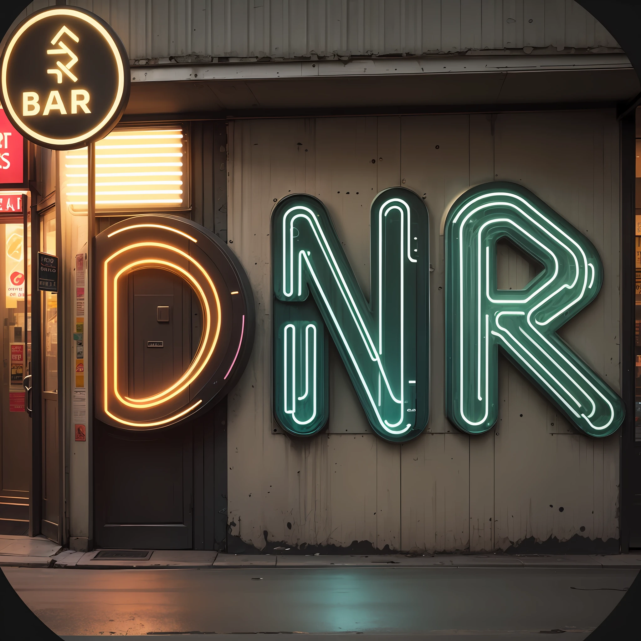 bar minimal neon street advertising, realistic, 32 k, --auto --s2