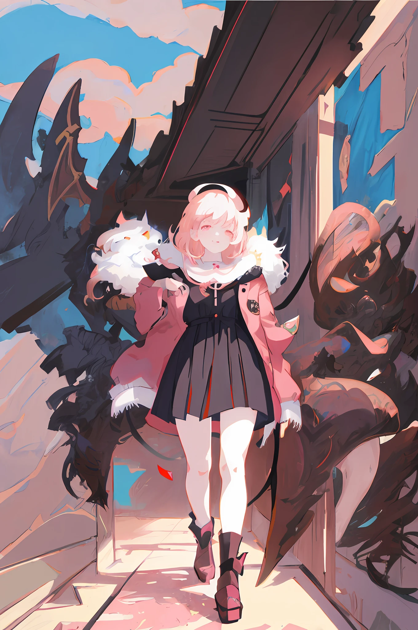 Anime girl with pink hair and a dragon on her back, Anime fantasy illustration, trending on artstation pixiv, Dragon girl, Anime fantasy artwork, detailed anime art, anime illustration, Detailed digital anime art, demon anime girl, Anime monster girl, anime in fantasy style, zerochan art, Guweiz in Pixiv ArtStation, Detailed anime artwork