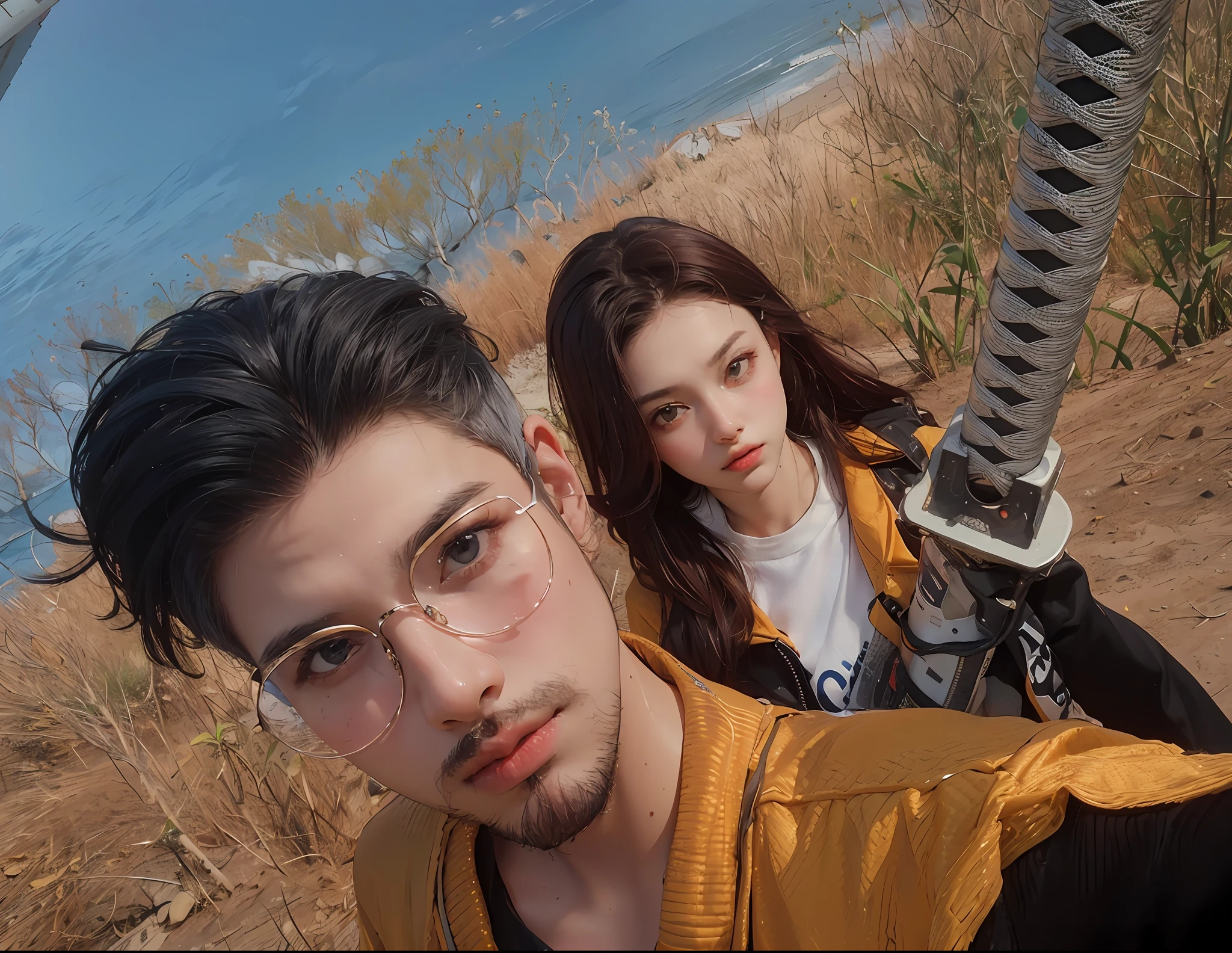 (RAW photo, 4k, masterpiece, high resolution, extremely complex) (realistic: 1.4), cinematic lighting Delicate girl with facial features
1 Girl, Single Focus, Summer Noon, Hot, 1990s\(Style\), Skin White, (Big Breast, Cleavage), (Best Quality), (Highres), (An Extremely Delicate and Beautiful),,(Beautiful 8k face),(Brown Eyes),(ulzzang-6500:1.0),(solo),( looking side),(spectators),(large breasts),(NBA),bent over,,lookside,(side), ,(Basketball sportswear),((Play basketball)),((gymnasium)),((speed)),(reality), 2 people, 1 boy, boy wearing glasses, boy blue hair, girl red hair, looking at viewer, selfie,