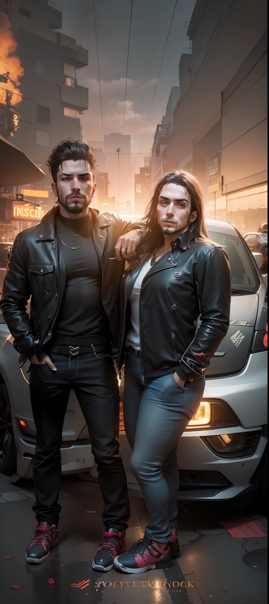 Change background cyberpunk handsome, 8k ultra realistic face