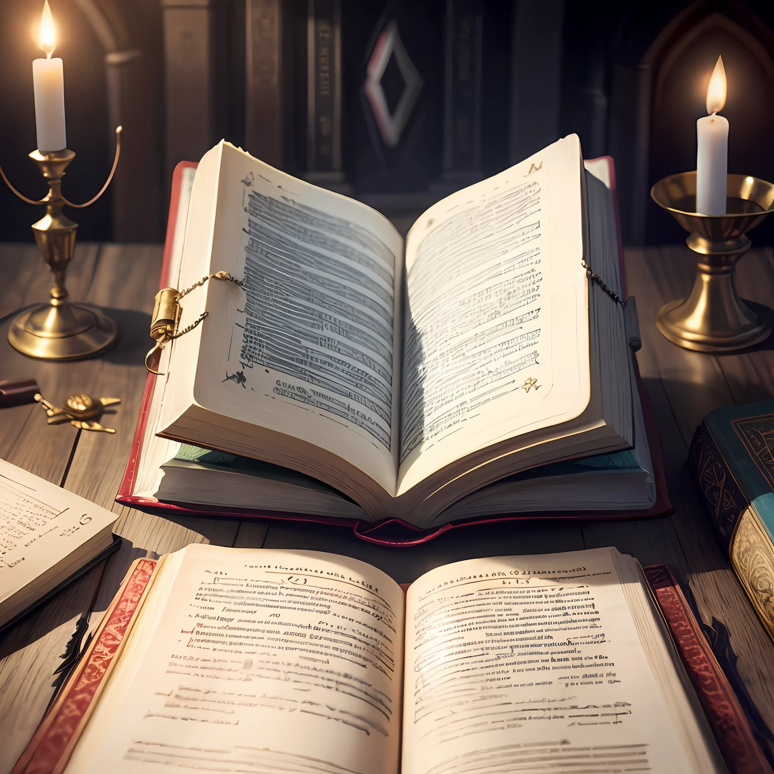 there is a book open on a table with candles and a candle, open magic book glowing, with one vintage book on a table, medieval book illustration, gothic epic library concept, fantasy book illustration, gothic epic library, wooden desks with books, open book page, old book, fantasy book, an open book, fantasy rpg book illustration, magic book, ancient library
