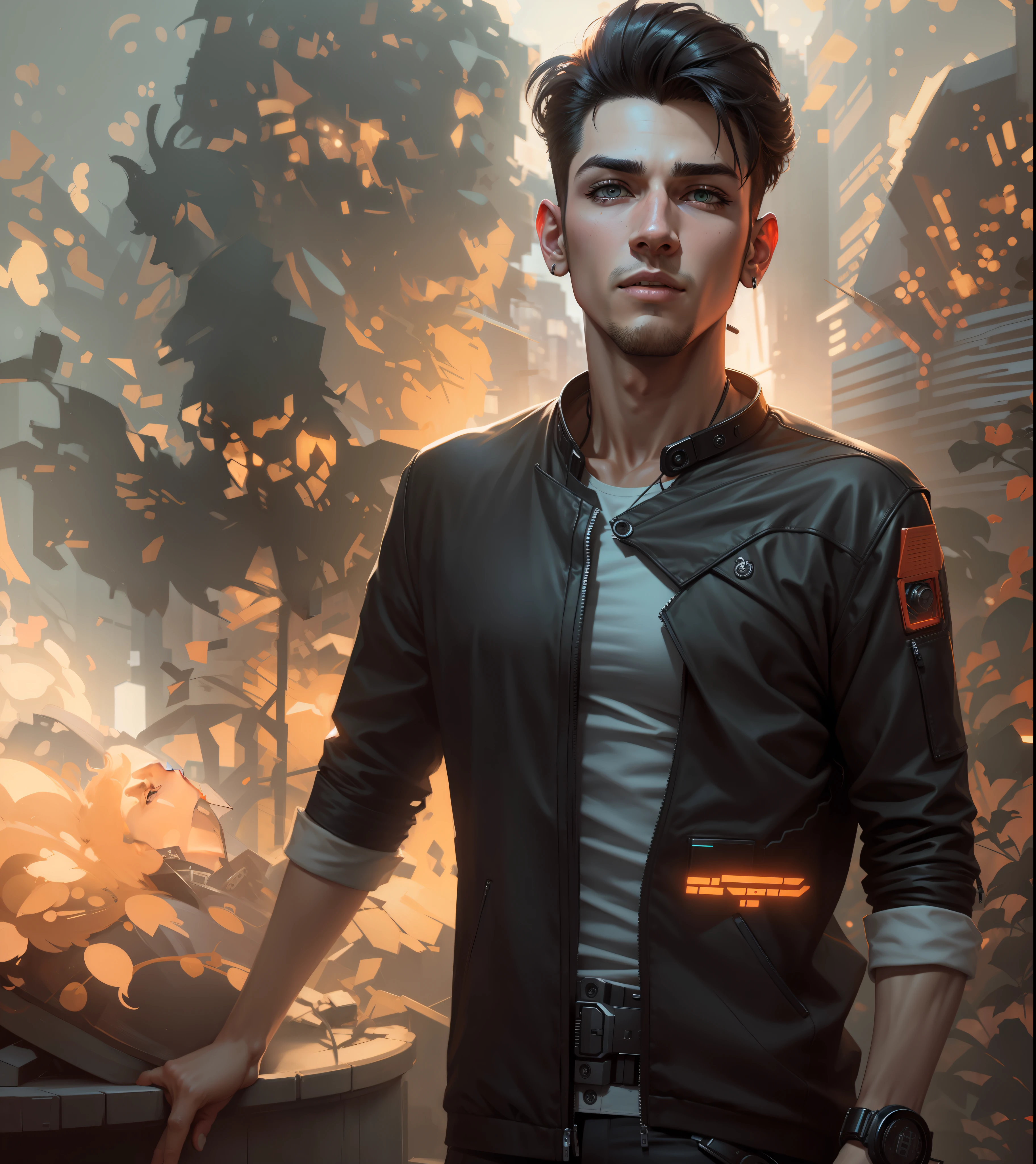 Change background cyberpunk handsome boy, realistic face, 8k,ultra realistic face