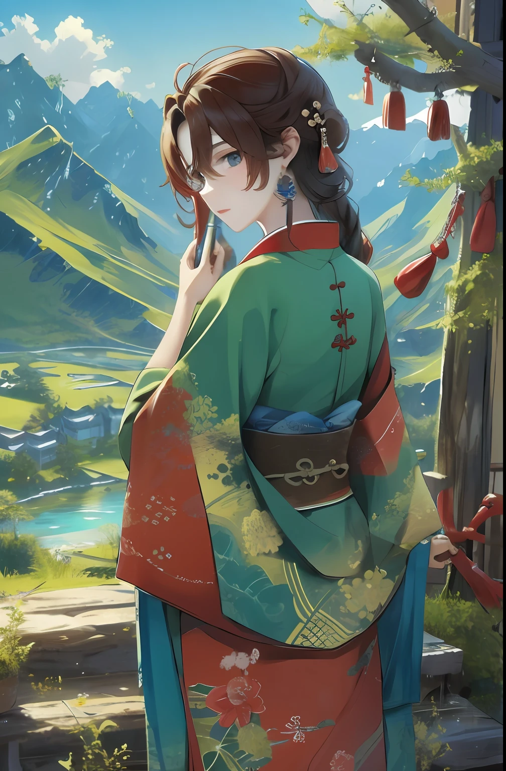 The best quality, masterpiece, koryos, ink bisim, vu changshuo, bonian, real banqiao, badasan people,
mountain horizon, river, forest, village,