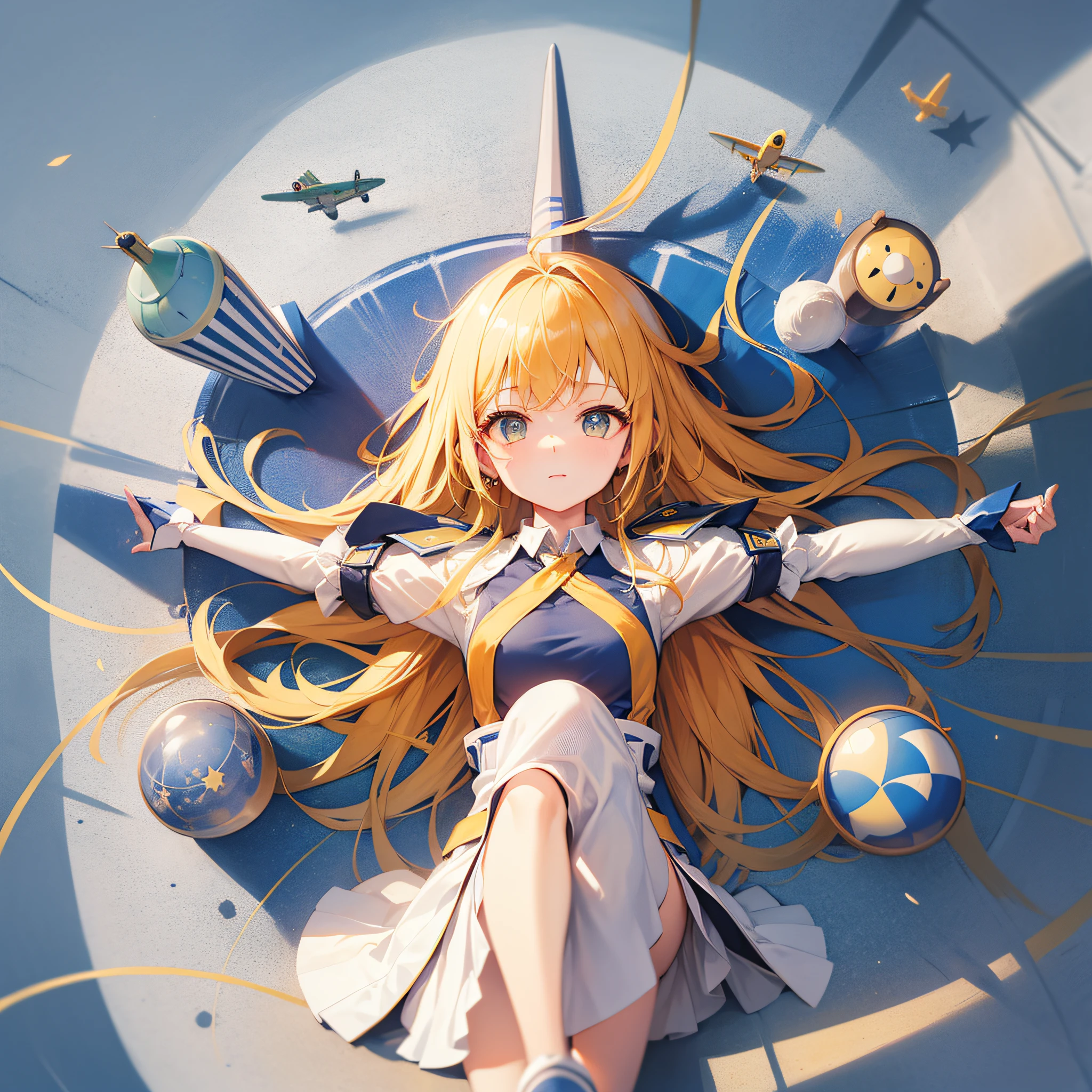 Face length light blue airplane、Round airplane、Yellow cockpit、Airplane with hands and arms、Yellow and round hands
