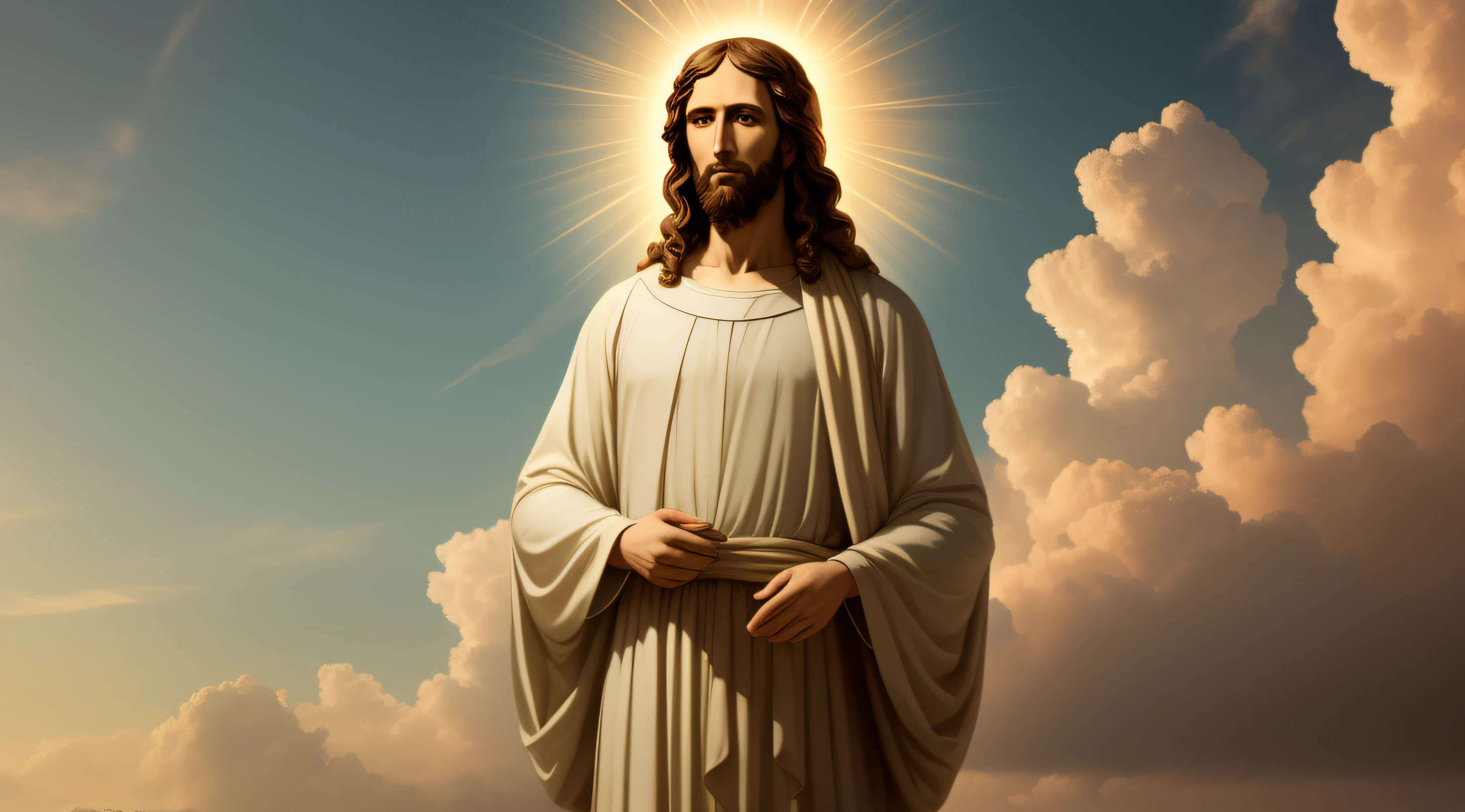 full body of jesus christ heavens, in all his grace, holy grace background, 8k