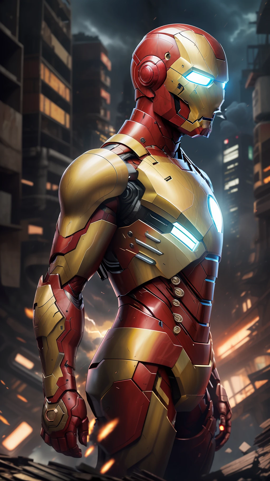 (1men:1.3), solo,__body-parts__, official art, unity 8k wallpaper, ultra detailed, handsome and aesthetic, beautiful, masterpiece, best quality, RAW, masterpiece, super fine photo,, best quality, super high Resolution, photorealistic, sunlight, full body portrait, stunningly handsome,, dynamic pose, delicate face, vibrant eyes, (side view), he is wearing a "ancient myanmar god Iron Man" mech design, glaze and thunder, Highly detailed abandoned warehouse background, detailed face, detailed complex busy background, messy, gorgeous, milky, high detailed skin, realistic skin details, visible pores, sharp focus, volumetric fog, 8k uhd, dslr camera, High quality, film grain, fair skin, photorealism, lomography, sprawling metropolis in a futuristic dystopia, view from below, translucent.