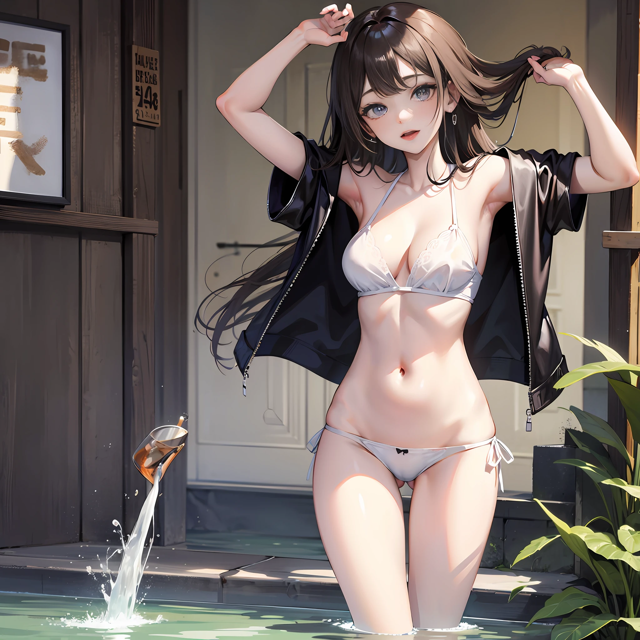 The beautiful girl without underwear is soaked all over --auto