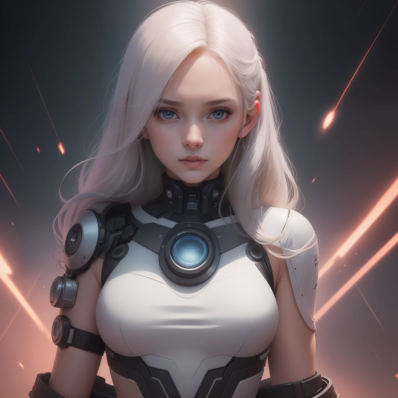 obra-prima, melhor qualidade, Cinematographic photo, anatomicamente correto, digital art illustration, mulher inocente de 20 anos, pale skinned, Polish, pronounced feminine features, (alongamento), cabelo loiro liso, seios grandes, (cosmic background), cyberpunk, dark illustration style, (8k, dynamic compositing, fotorrealista, foco nítido), plano de fundo elaborado, cinemactic, thirds rule, luz de fundo, grain of film, detalhes intrincados, detalhes finos --auto