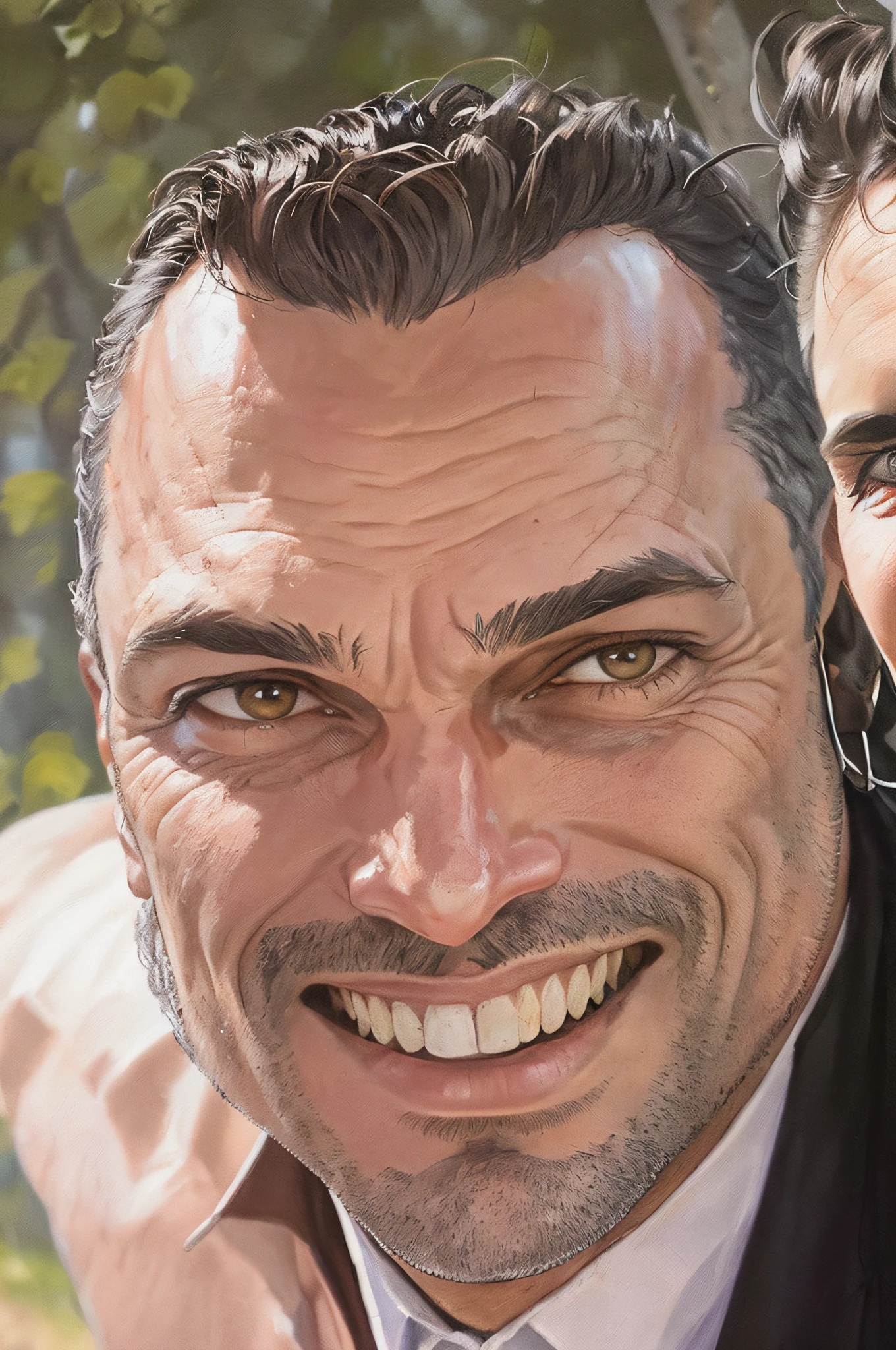 Homem Feliz, epic realistic, retrato, De Greg Rutkowski, De Greg Tocchini, Directed by: James Gilleard, Directed by: Joe Fenton, The Butcher Kaethe, arte De Greg Rutkowski e artgerm, cinematic smooth, Adobe Lightroom, photographic lab, HDR, intrincado, altamente detalhado, (profundidade de campo: 1,4), desbotado, (cores neutras: 1,2), (HDR: 1,4) , (cores suaves:1.2), hiperdetalhado, (art-station:1.4), cinemactic, luzes quentes, dramatic light, (detalhes intrincados:1.1), (Rutkowski:0.66),