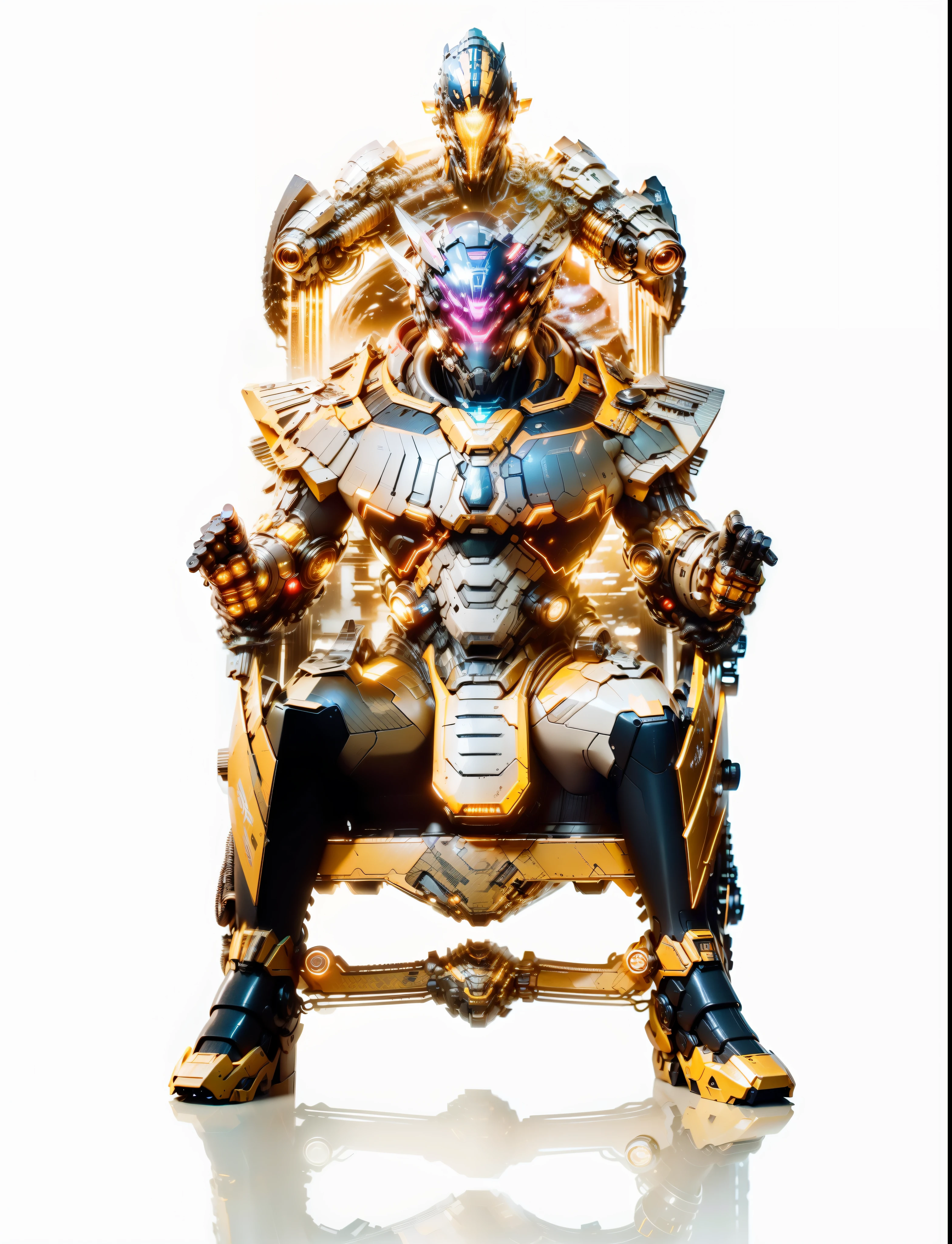 Realiy，photorealestic，Machinary，mechs，Technologie，musculous，glowing light eyes，Burly body，style of photography，Real scenery（Metallic texture 1.8）（Excess detail 2）（High resolution1.6）（4K clarity1.9)（Carbon fiber 1.5）（Metal reflection 1.5），Neon lights