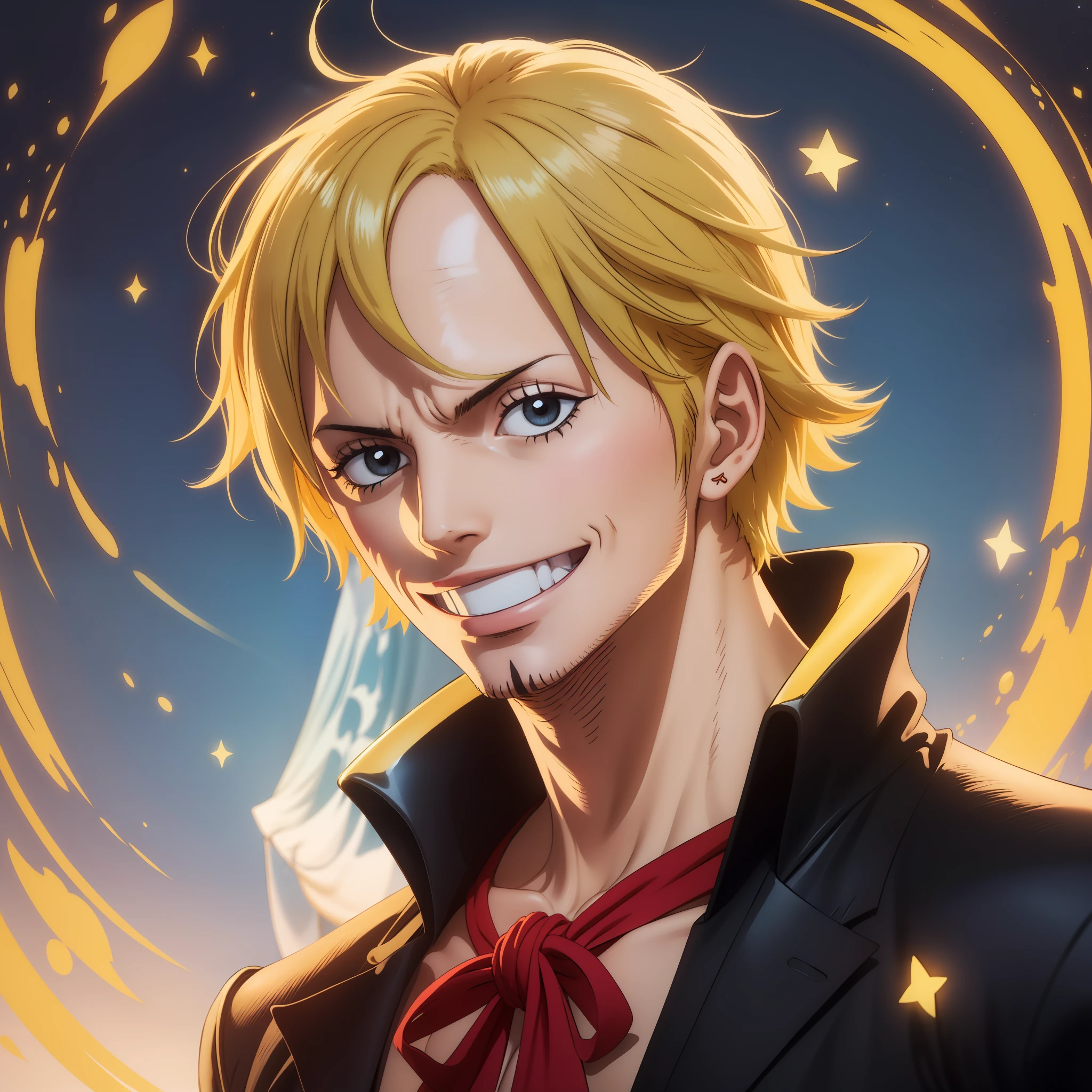Melhor qualidade, homem com cabelos loiros, rosto inofensivo, roupas vermelhas, colar de estrela vermelho, sorridente, beautiful expression, feliz, with a whip in hand, sanji, no mar, navio de pirata, pirata one piece, rosto feminino, corpo mago, cabelo mais claro