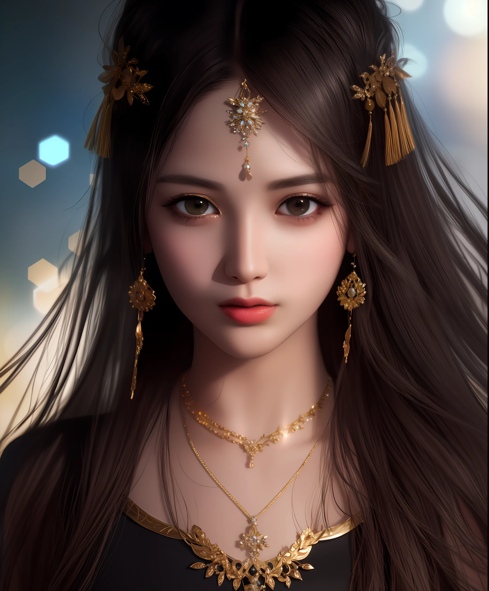 best quality, masterpiece, highres, 1girl,china dress,hair ornament,necklace, jewelry,Beautiful face,upon_body, tyndall effect,photorealistic, dark studio, rim lighting, two tone lighting,(high detailed skin:1.2), 8k uhd, dslr, soft lighting, high quality, volumetric lighting, candid, Photograph, high resolution, 4k, 8k, Bokeh,