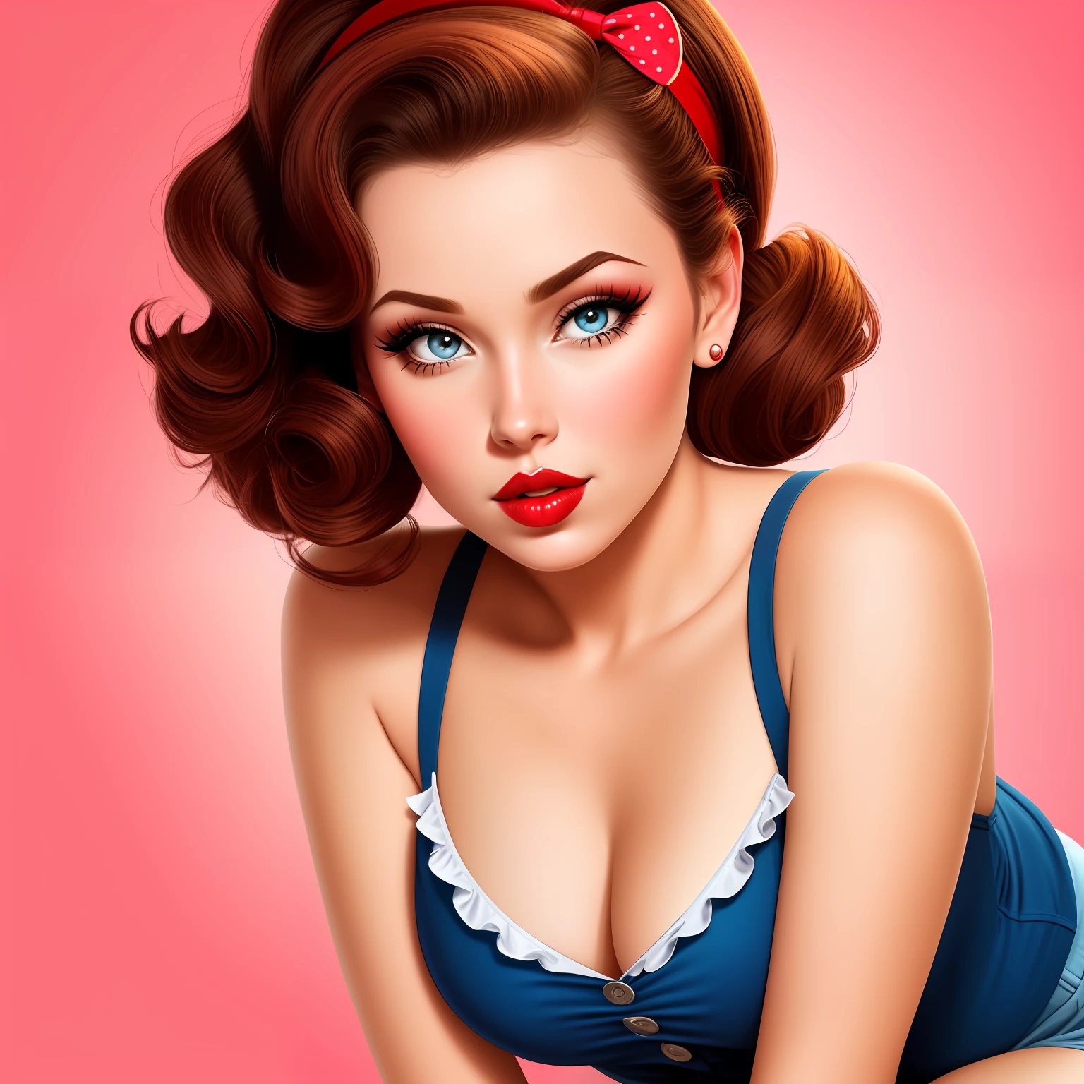 pin up, 1girl, pinup, face, eyes, lips, mouth, hair, detailed