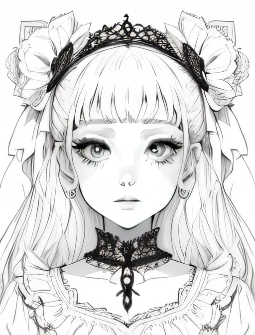 Elegant Gothic girl for coloring page --auto