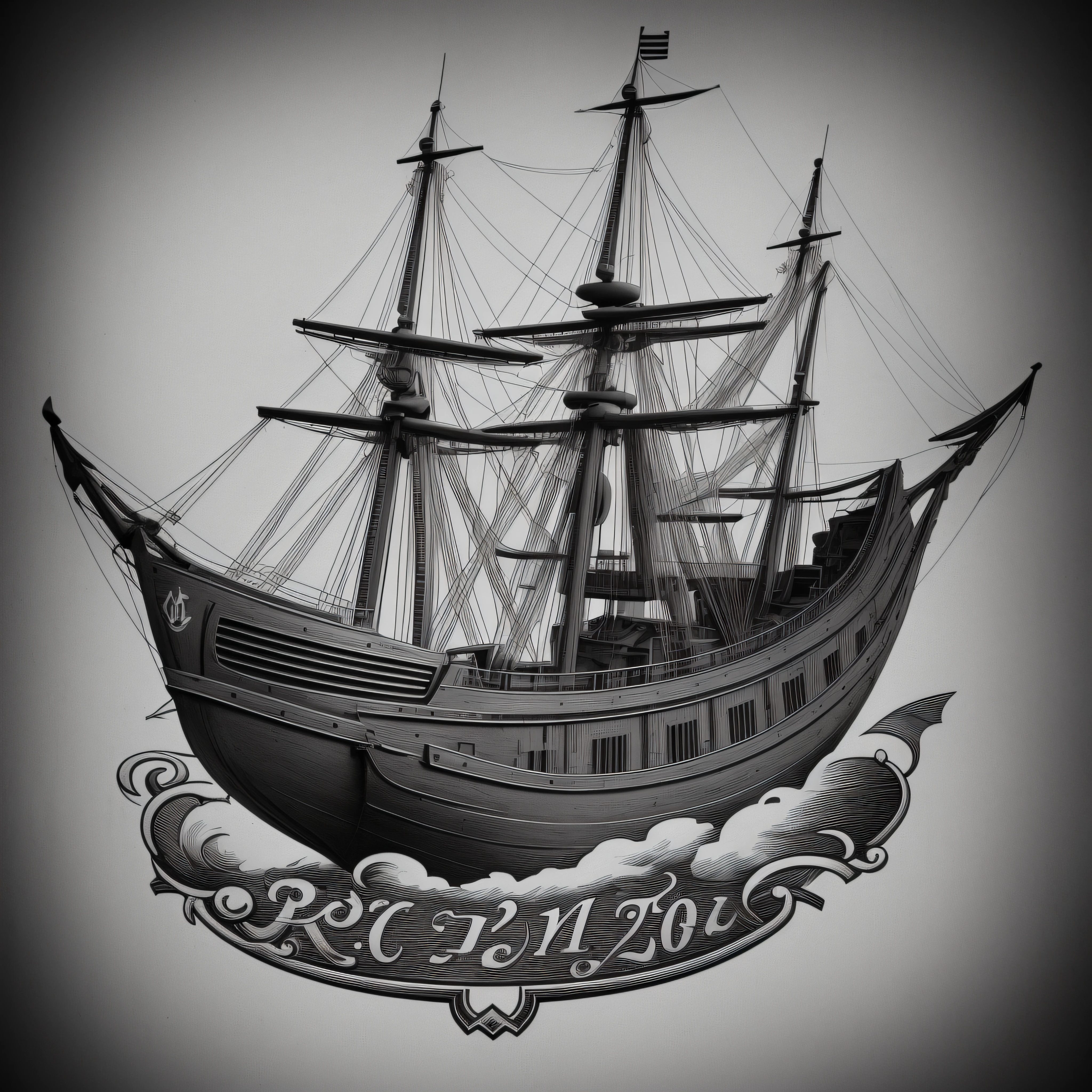 "2D Vektorillustration, T-shirt design for a monochrome vintage nautical emblem, best qulaity, Meisterwerk: 1.3), minimalistisch, (8 Farben)"