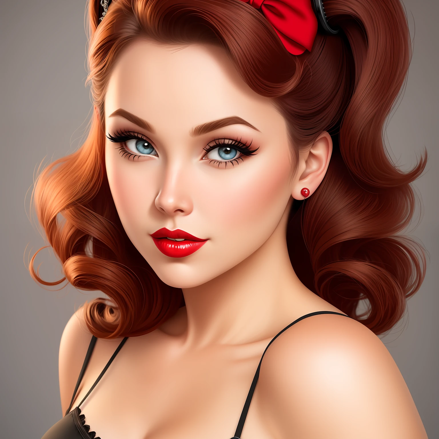 pin up, 1girl, pinup, face, eyes, lips, mouth, hair, detailed
