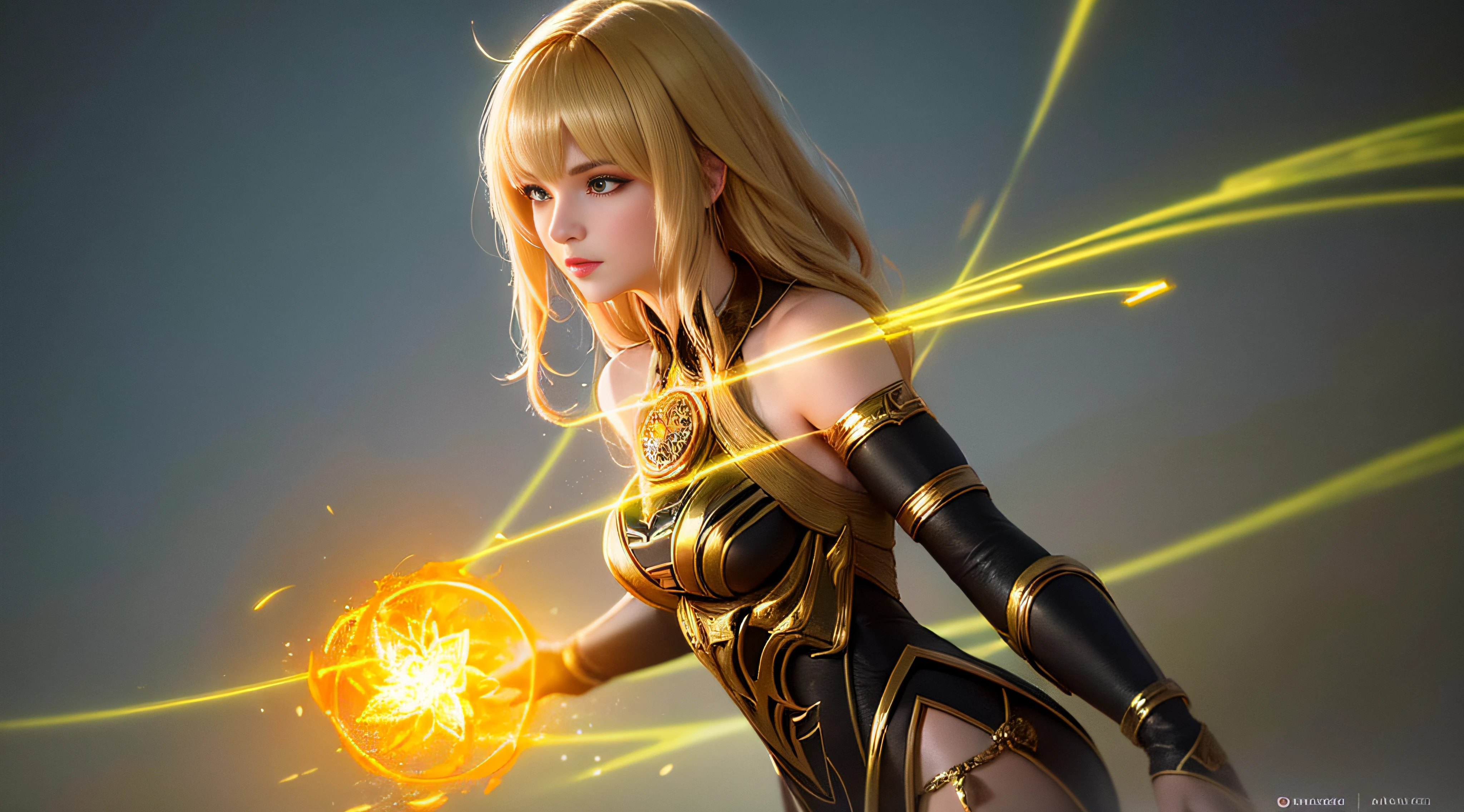 Through high-definition CG, Golden Lotus, fire, lightning, lighting, 8K, ultra-high definition, blizzard style art trend, luminous fog luminescent body lighting, 8K HD