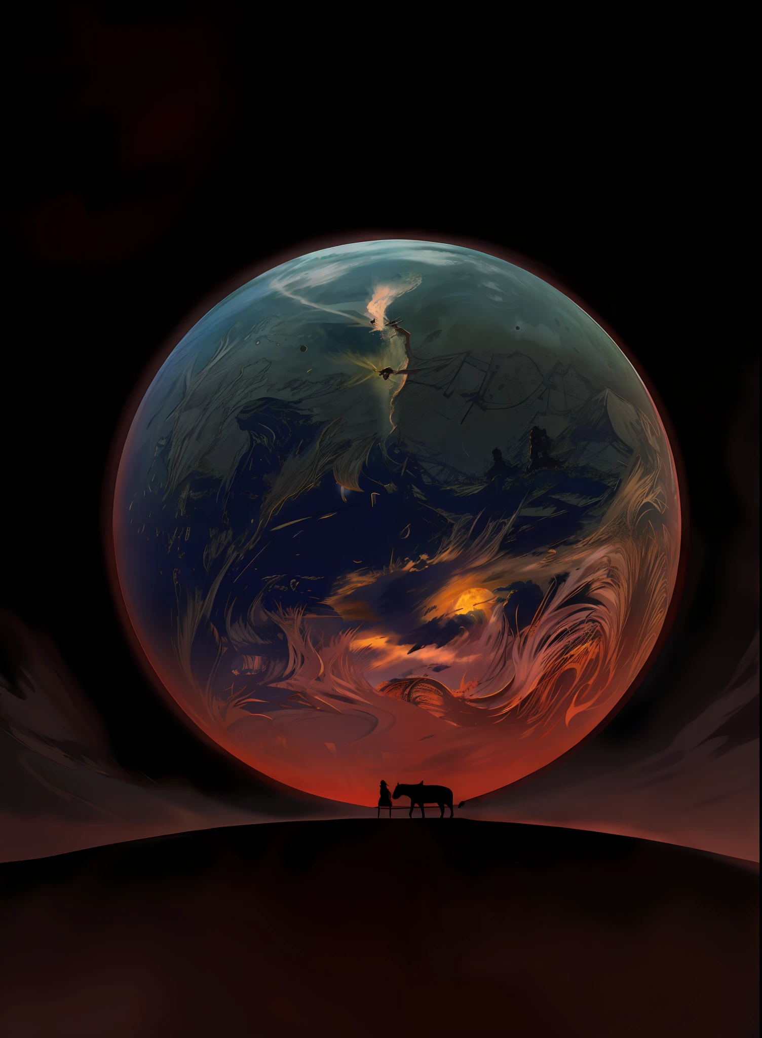 araffes sitting on a bench in front of a large moon, riding a horse on the moon, with earth in the background, the earth, with earth, the planet, seen from planet earth, travis scott flying over earth, our planet, larger than earth, earth in the background, the moon crashes into the earth, earth in background, earth in foreground