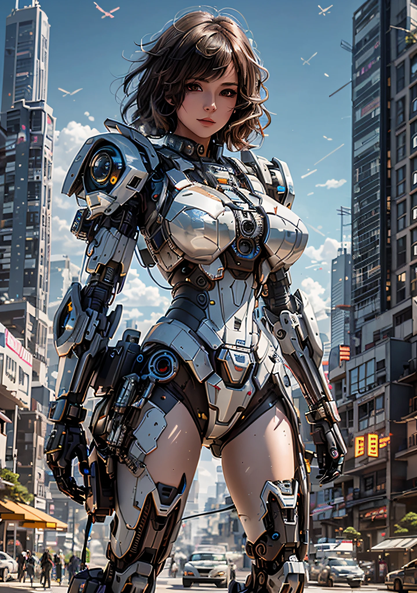 Ralph woman in futuristic suit standing in the middle of the city, girl in mecha cyber armor, Cyborg girl, Beautiful white girl cyborg, cyborg - girl, cyberpunk anime girl mech, beautiful girl cyborg, perfect anime cyborg woman, Cute cyborg girl, female mecha, female cyborg, perfect cyborg female, wojtek fus, cybersuit