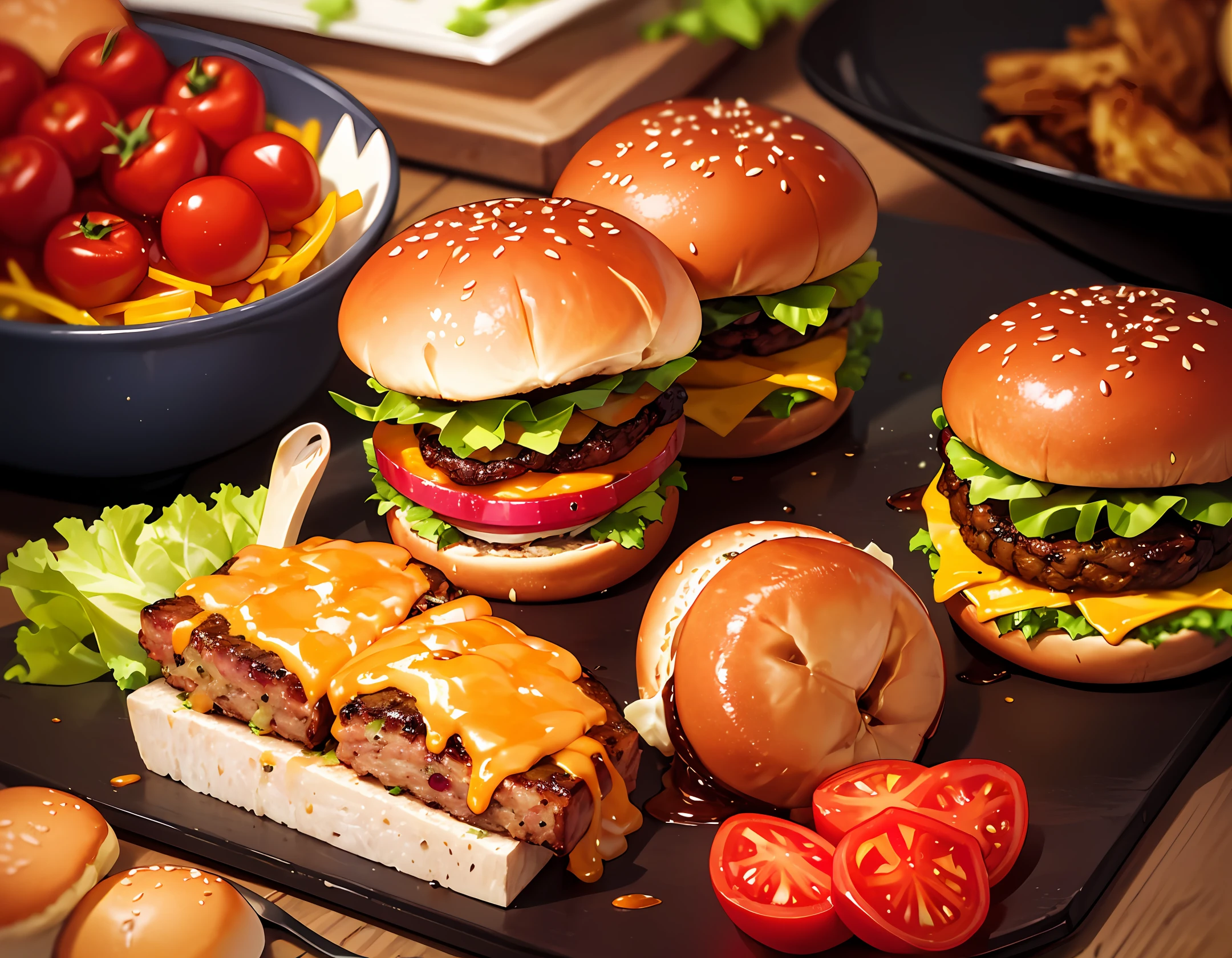 arafed hamburger with cheese, tomato, lettuce, and onion, big juicy burger, burger with a mouth, cheeseburger, hamburger, high quality food photography, burger, burger with human mouth, professional food photography, 4k food photography, 4 k food photography, super realistic food picture, hd food photography, by Daniel Seghers, close up food photography