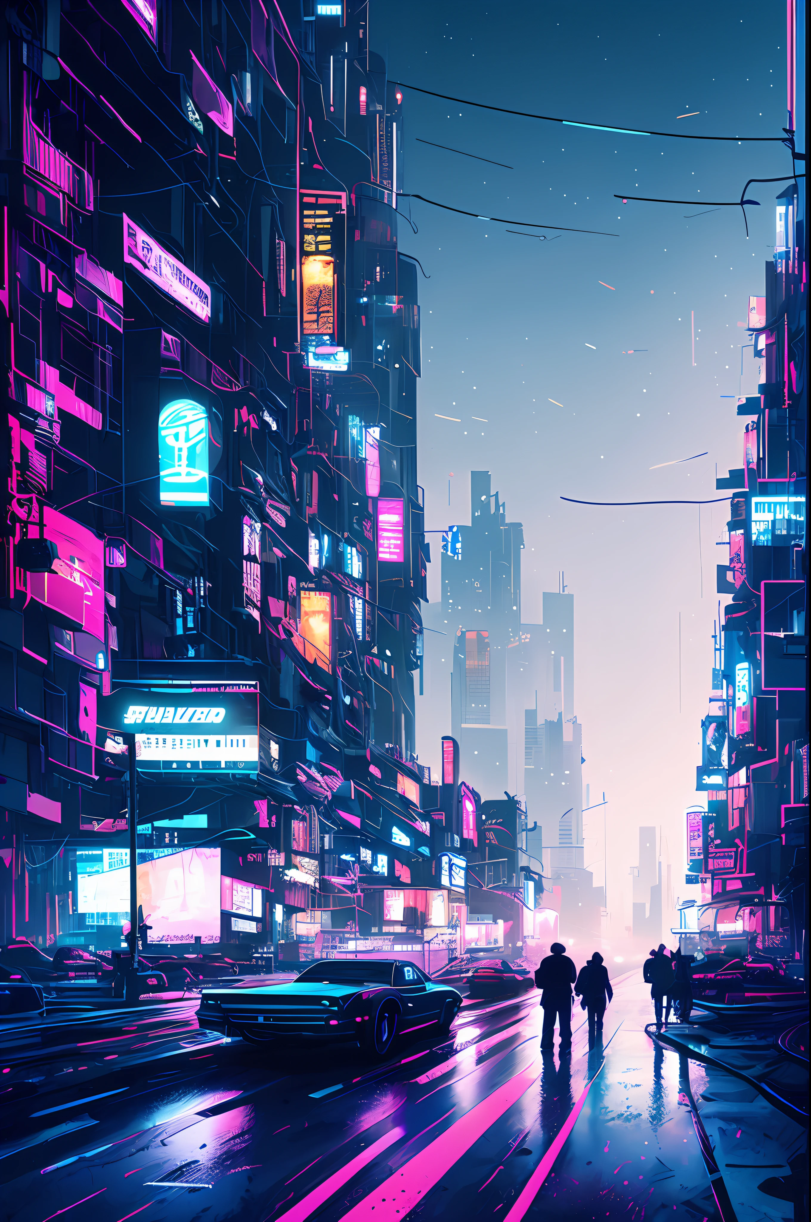 Night cyberpunk city skyline, snthwve style nvinkpunk, by jeremy mann, by sandra chevrier, by dave mckean and richard avedon and maciej kuciara, punk rock, tank girl, high detailed, 4k, RTX