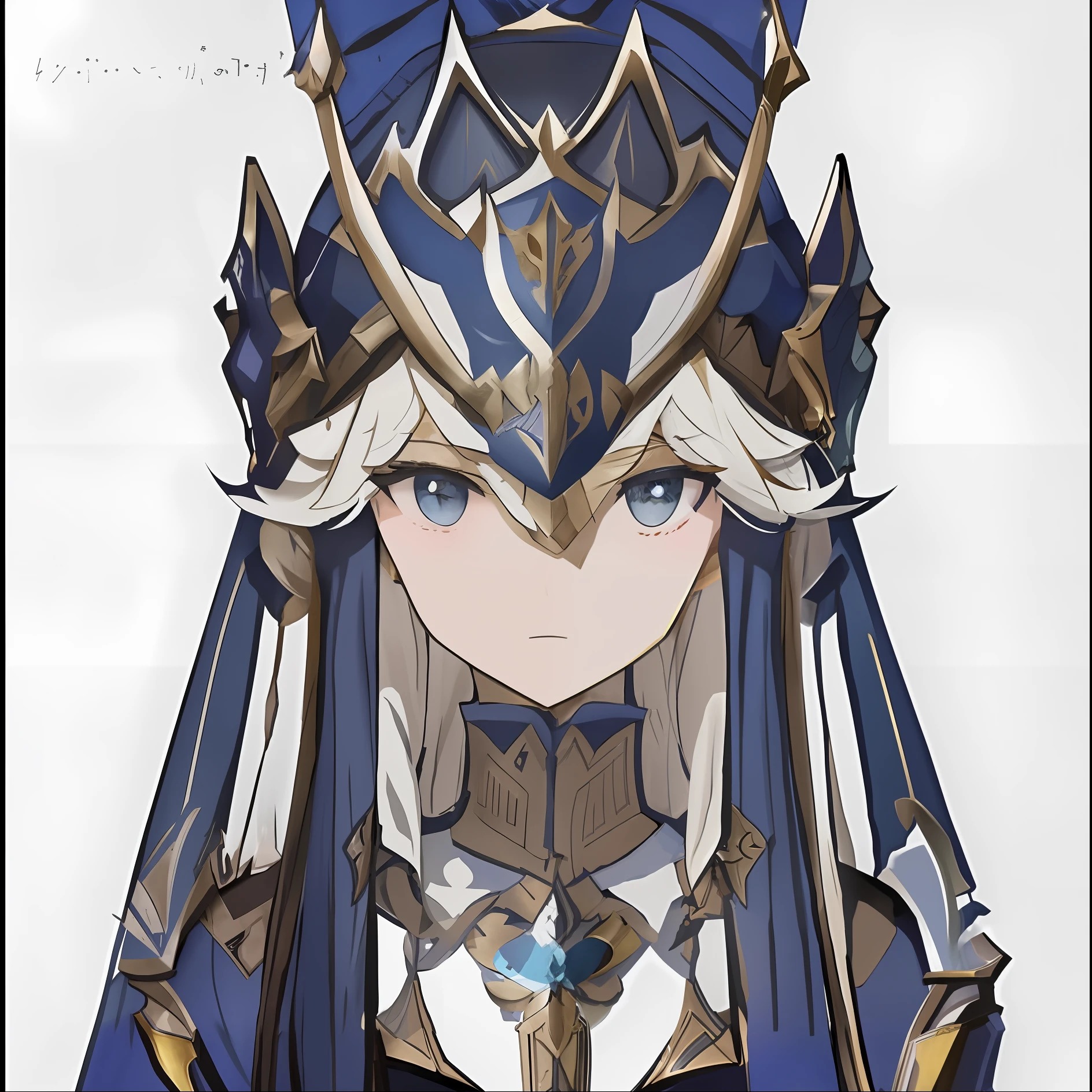 Anime characters with blue hair and blue crowns, granblue fantasy, Portrait Chevaliers du Zodiaque Fille, From the night of the ark, Genshin, arknight, Genshin impact's character, offcial art, knights of zodiac girl, ( ( concept art of character ) ), ornate border + concept-art, but the armor covers her face, Ashe, Keqing from Genshin Impact, Armor Girl