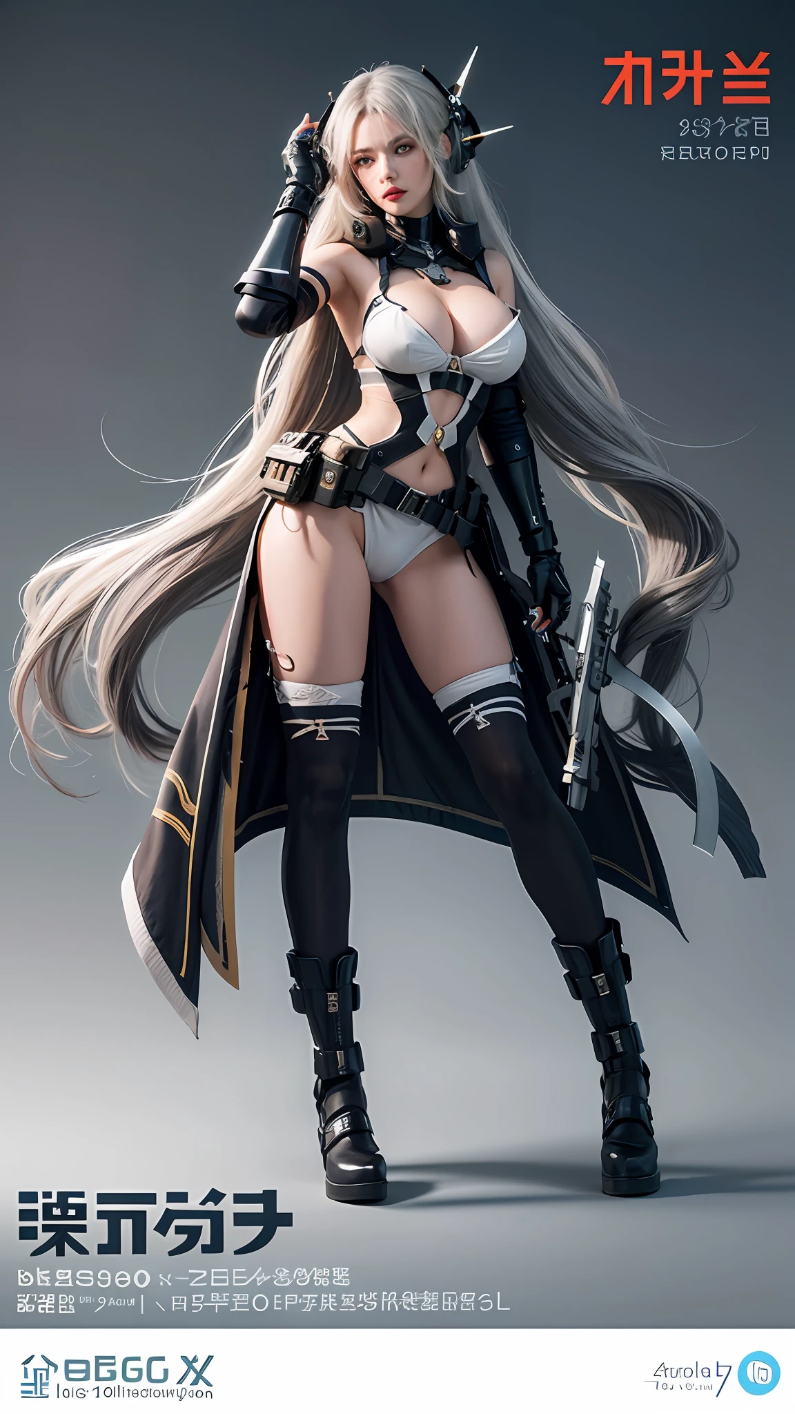 silber hair,long whitr hair,Bigchest,huge tit,cleavage,bandagens,guns,robe,Broken black stockings,Earphone,streamer,Halo,cinematic colorgrade,unreal-engine,realisticlying,Skin texture,4k,HDR