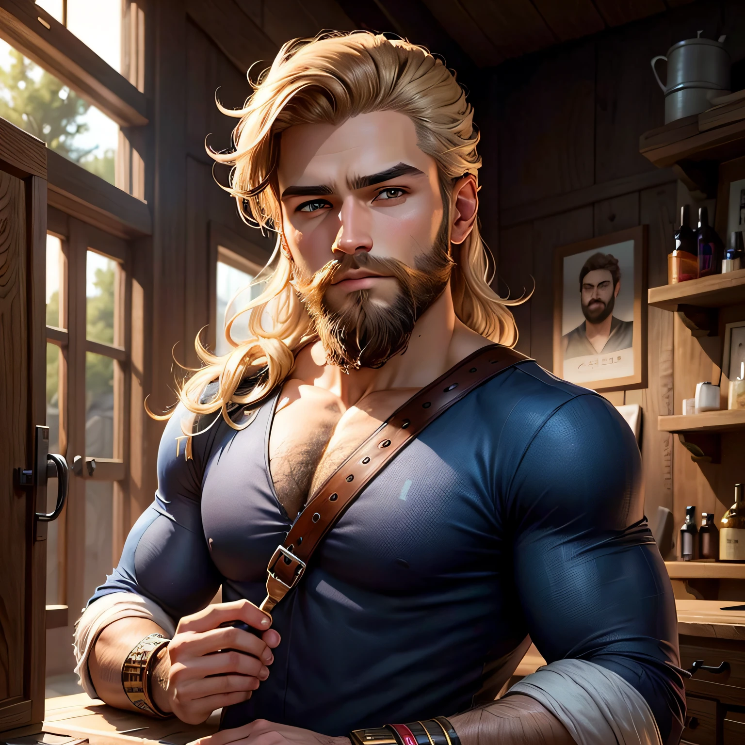 create an avatar with brown eyes light hair and beard --auto