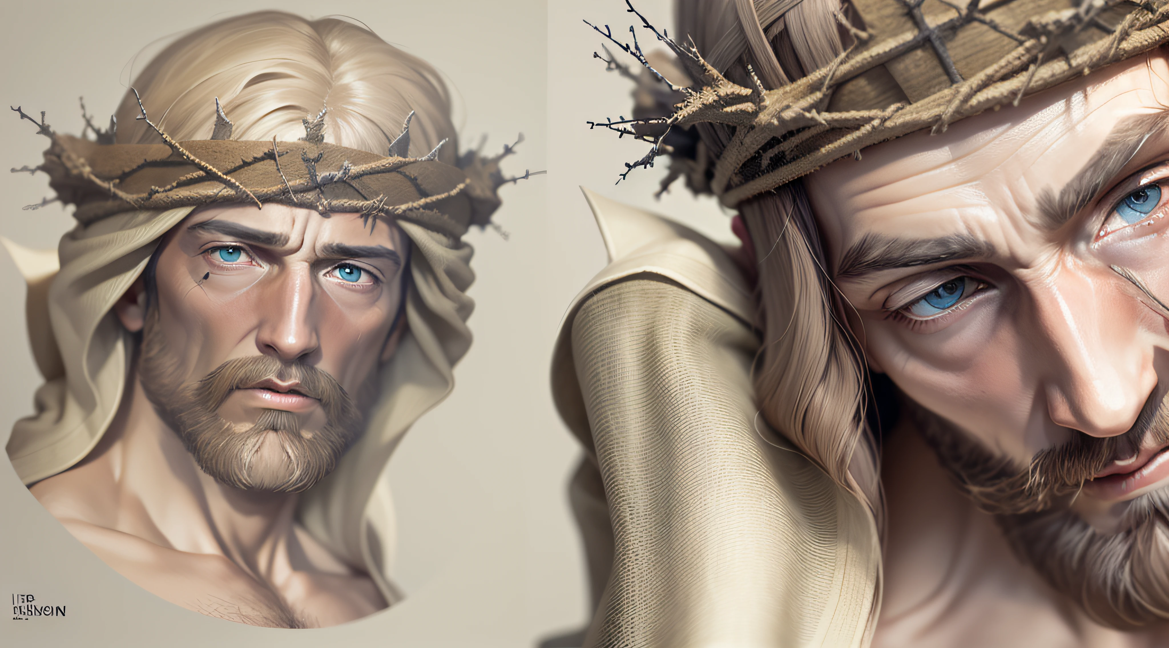 Create jesus christ with crown of thorns (ultra realistic, ultra quality)