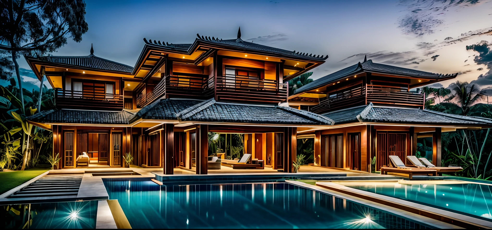 RAW photo,Masterpiece, high quality, best quality, authentic, super detail, 8k uhd, dslr, high quality,exterior,villa,philippines villa,bali living,nature,(create special projects:1.5), ((pool:1.3)), (( road:1.5))