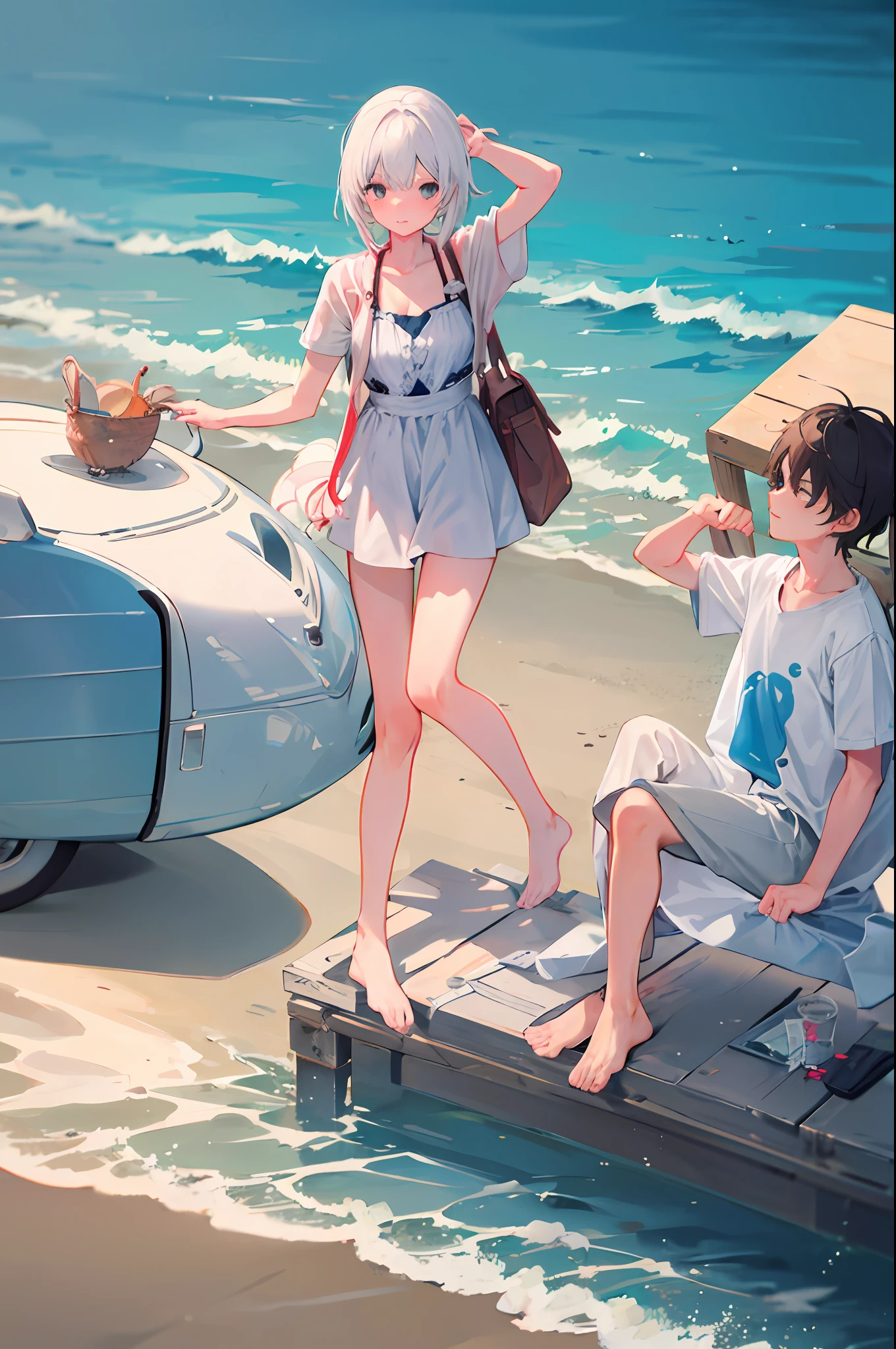boy, beach, summer, sun, seaside, vista
