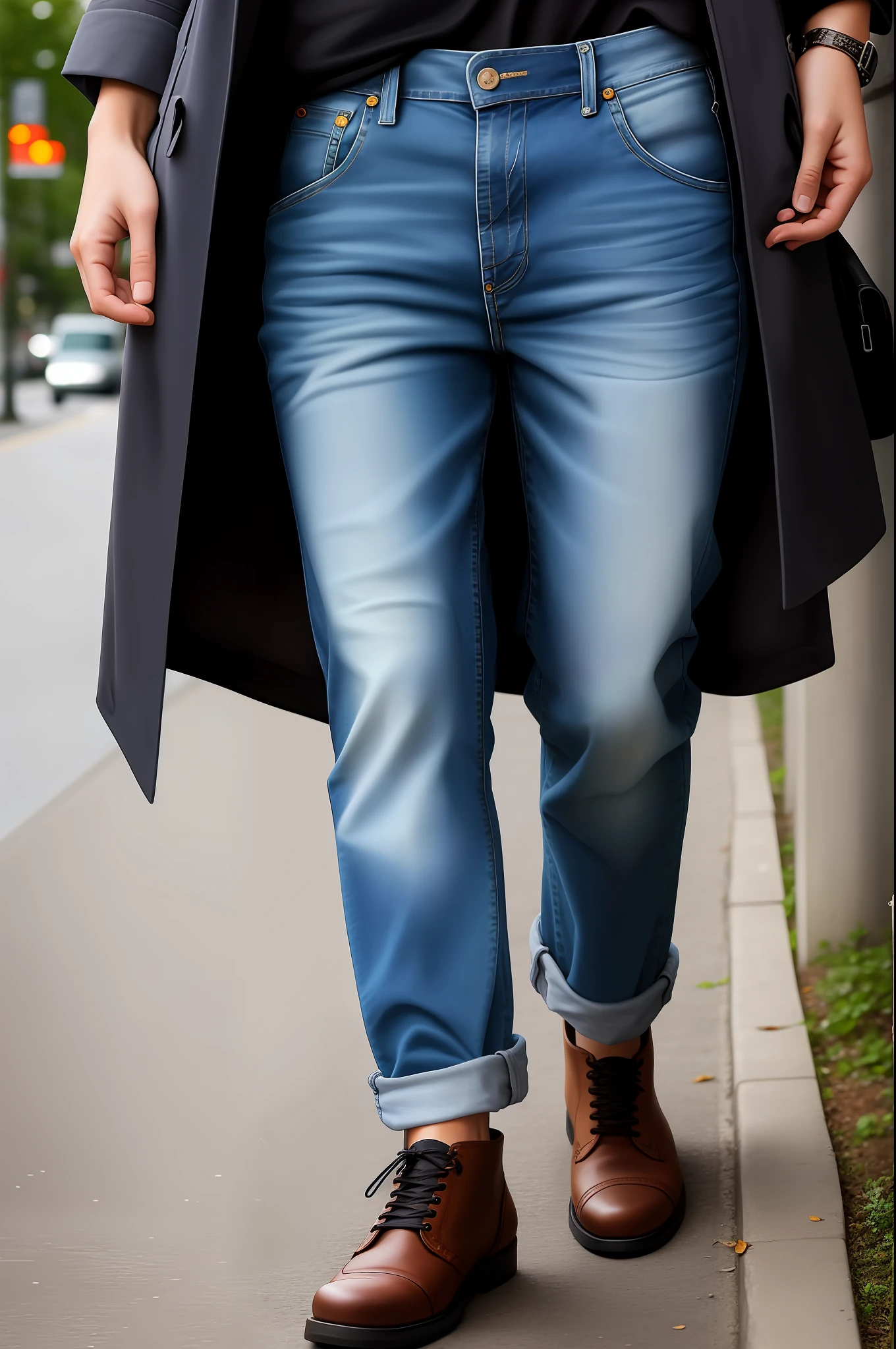 Close up portrait of a person in jeans, Digital Art by Lambert Doomer, flickr, renaissance, baggy jeans, Baggy pants, baggy, wearing a baggy, jeans pants, Jeans pants, Denim jeans, denim, Wearing denim, Wearing jeans, Wear cargo pants, Demobaza, Wear pants, Cargo pants, Large pants