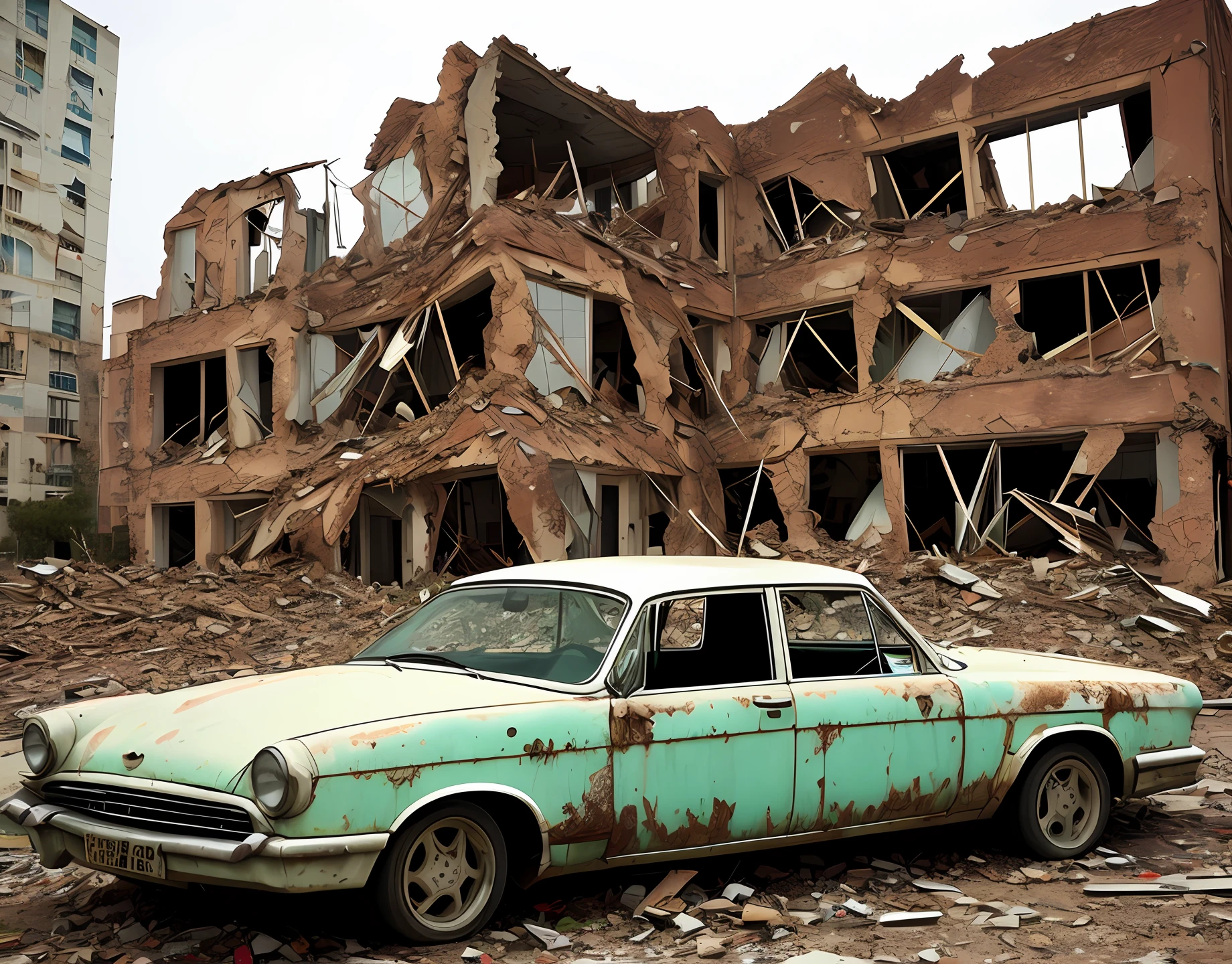 Cida abandonada, Crumbling buildings, carros velhos