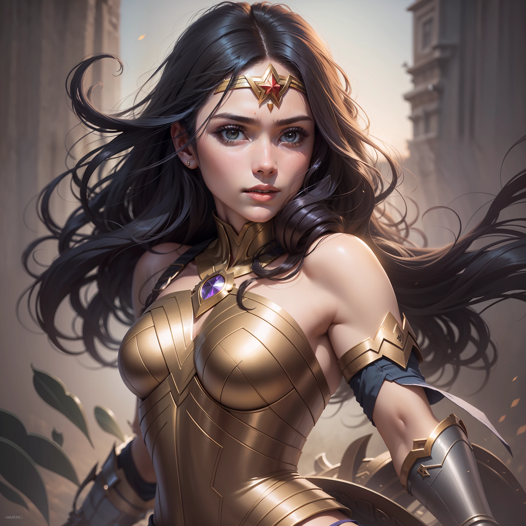 Wonder woman de marvel:1.5),(Cabello Corto blanCo plateado:1.5),Hermosa pintura de personajes,Impresionante arte de personajes,Legion of Heaven, Armadura roja, negra y oro,Vestido morado de manga larga,Defensor de la fe,Luz de Dios,(tmasterpieCe:1.4),(Mejor Calidad:1.4),(Beautiful angel girl,Super Detail Face, Hair is scattered,(Cuerpo Completosbian),El brillo, Bokeh, Fotos RAW ultradetalladas,Mejor Calidad),(Realista,realistic photograph:1.3),Mejor Calidad,Altamente detallado,tmasterpieCe,Hiperdetalle,ilustratio,Angle Dynamic,Obras maestras de Clase mundial,Mejor Calidad,CG extremadamente detallado,Fondo de pantalla de 8k,Cinmatic Lighting,Bokeh,autor(James S. C. Christensen:1.2|JeremyLipking:1.1)