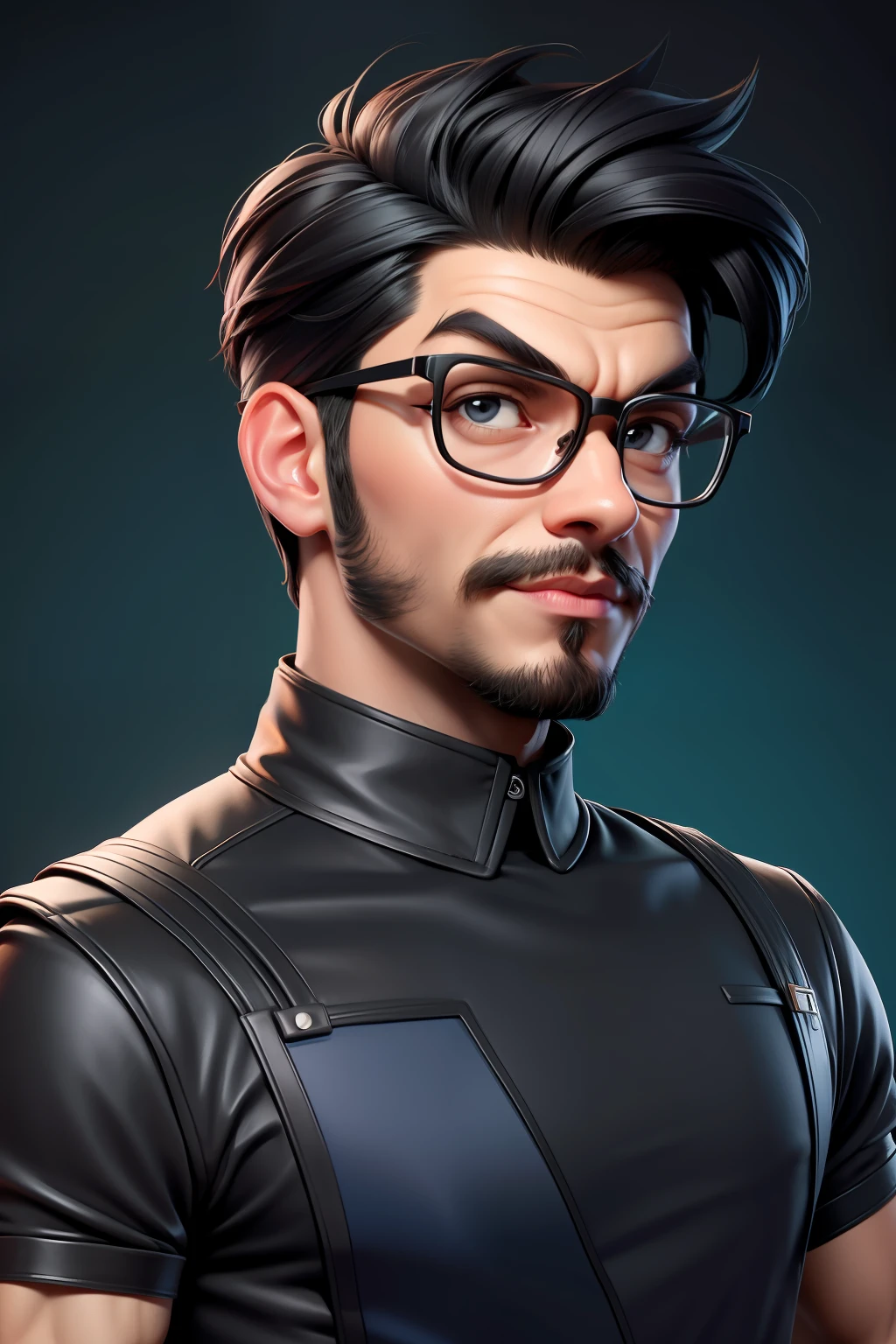 there is a man with glasses, nft portrait, avatar image, high quality portrait, in cartoon style, professional profile picture, amed chahin, alex yanes, black t-shirt