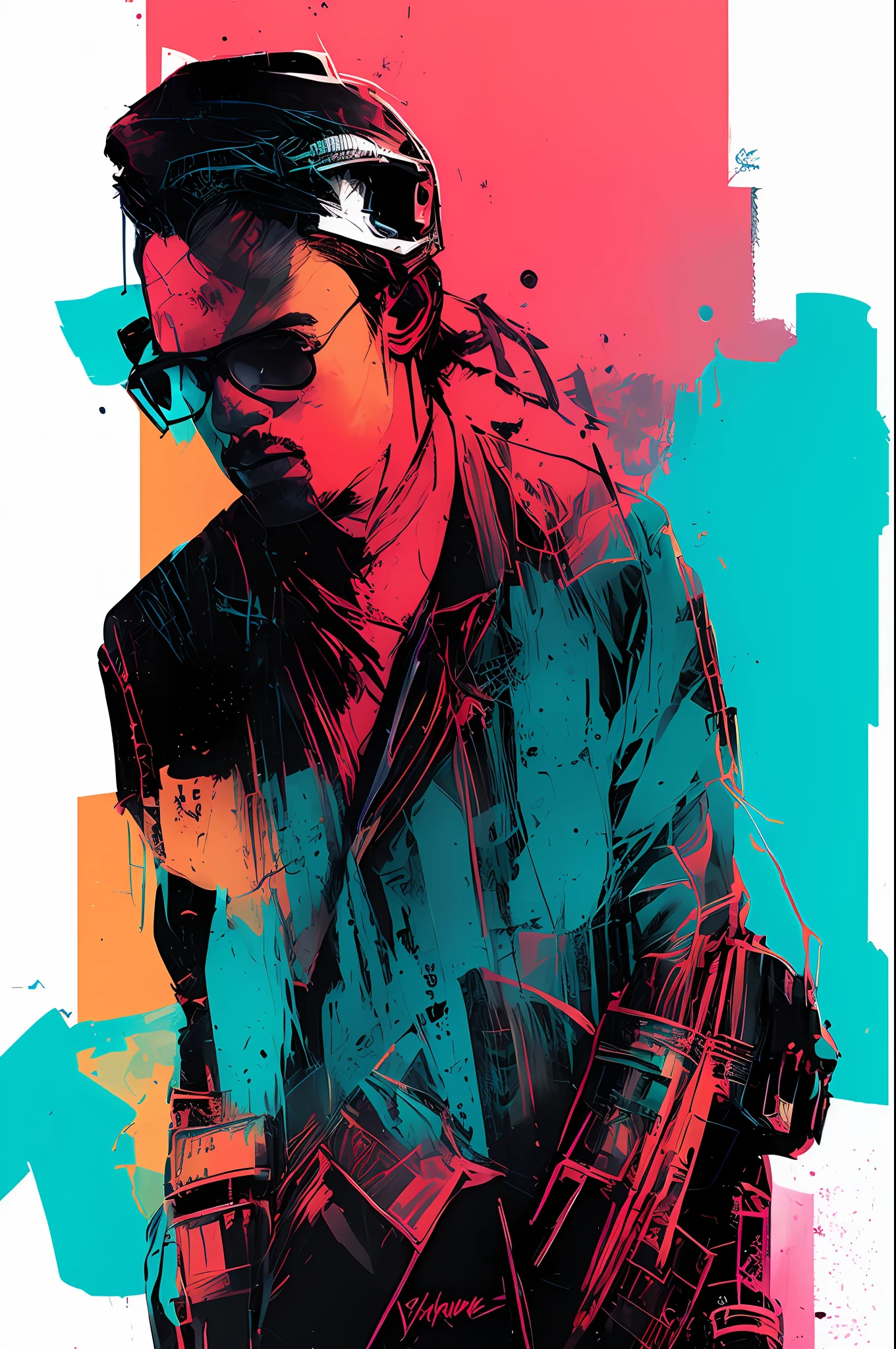 snthwve style nvinkpunk drunken beautiful man as delirium fro, by jeremy mann, by sandra chevrier, by dave mckean and richard avedon and maciej kuciara, punk rock, tank girl, high detailed, 4k, RTX