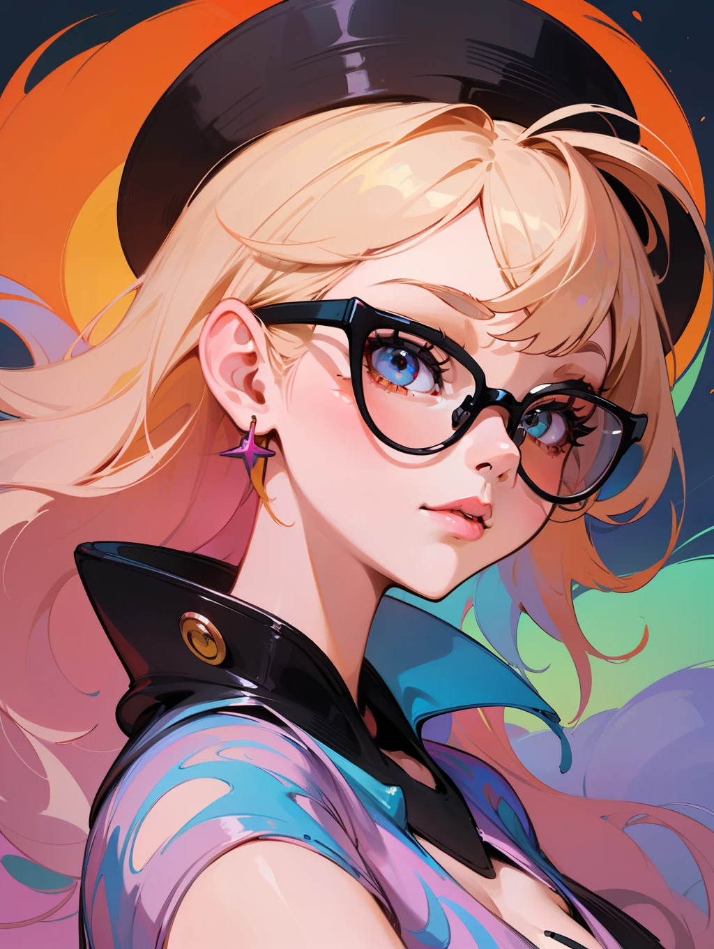 a close up of a woman wearing a hat and sunglasses, a digital painting inspired by Cyril Rolando, trending on Artstation, neo-fauvism, jen bartel, vibrant digital painting, colorful digital painting, colorful illustration, stunning digital illustration, detailed painting 4 k, stunning art style, beautiful art uhd 4 k, digital painting style, rossdraws cartoon vibrant