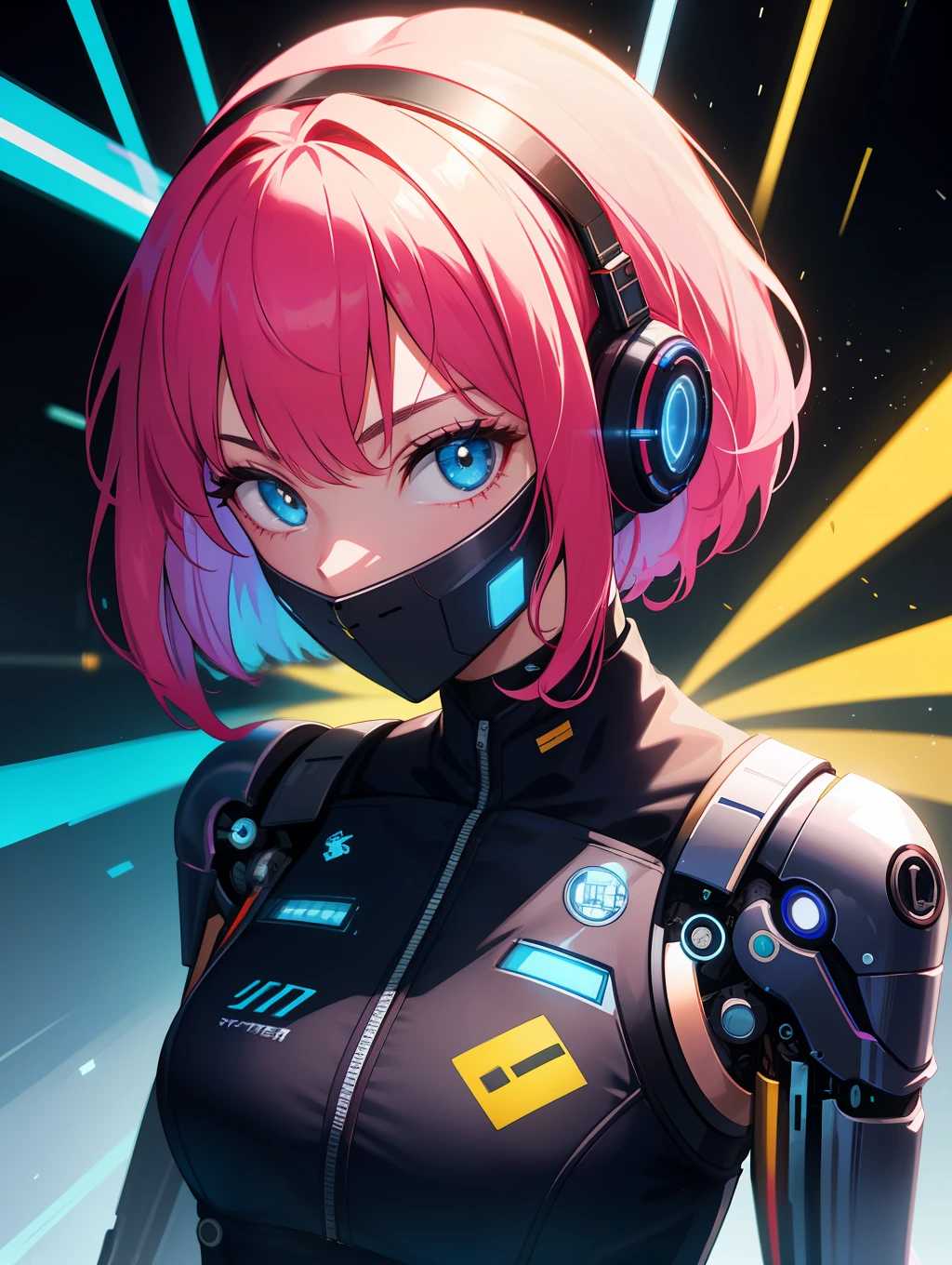 ultra sharp,cyber punk,pop girl,colorful costume, parts of the body are mechanical